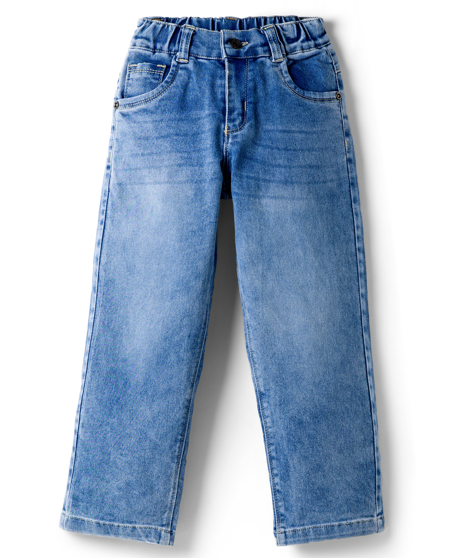 Olio Kids Woven Full Length Washed Denim Jeans - Light Blue-picture-13