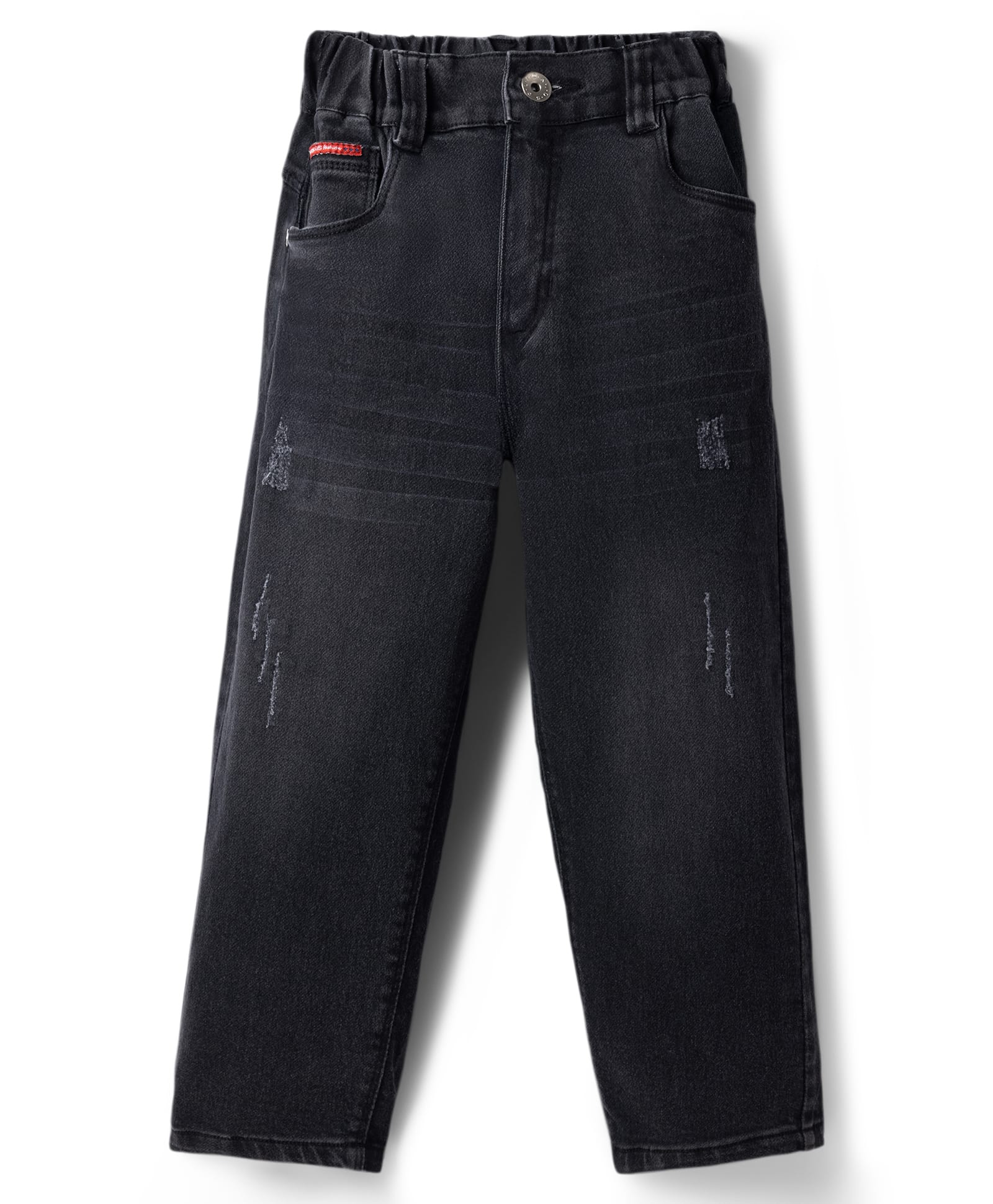 Olio Kids Denim Woven Full Length Distressed Jeans - Black-picture-19