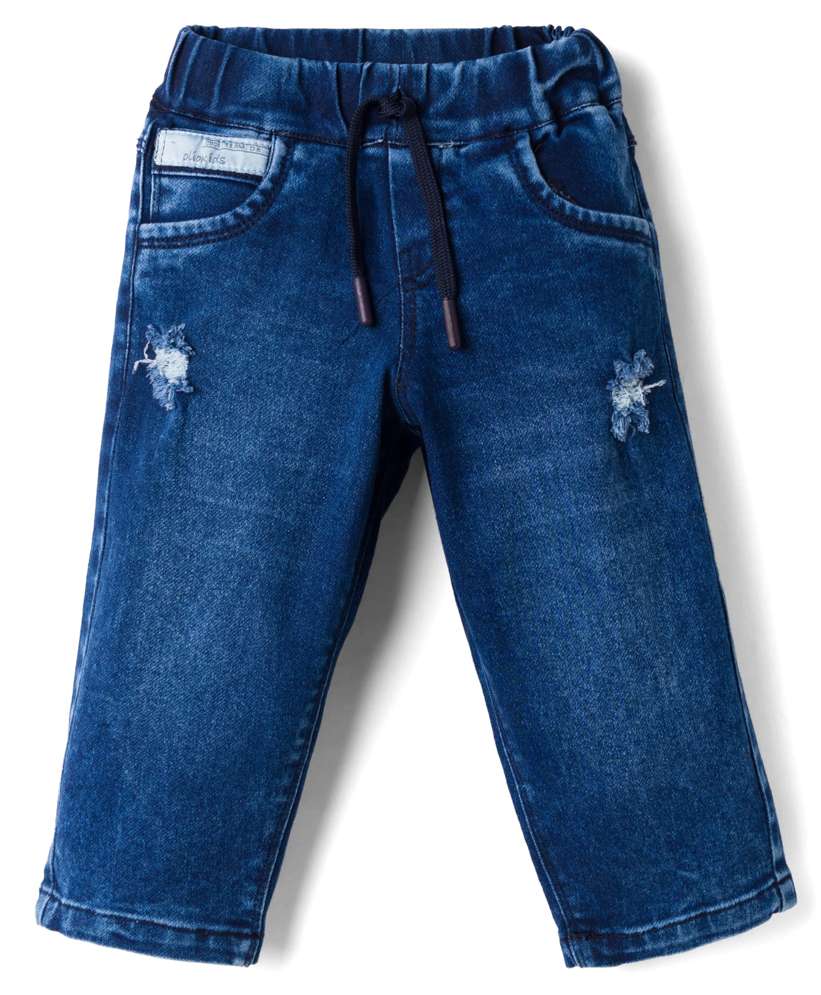 Olio Kids Denim Woven Full Length Distressed Solid Jeans - Navy Blue-picture-30