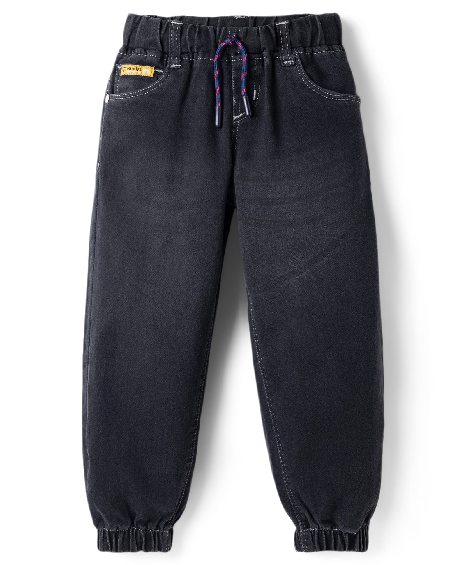 Olio Kids Denim Woven Full Length Solid Jeans - Black-picture-17