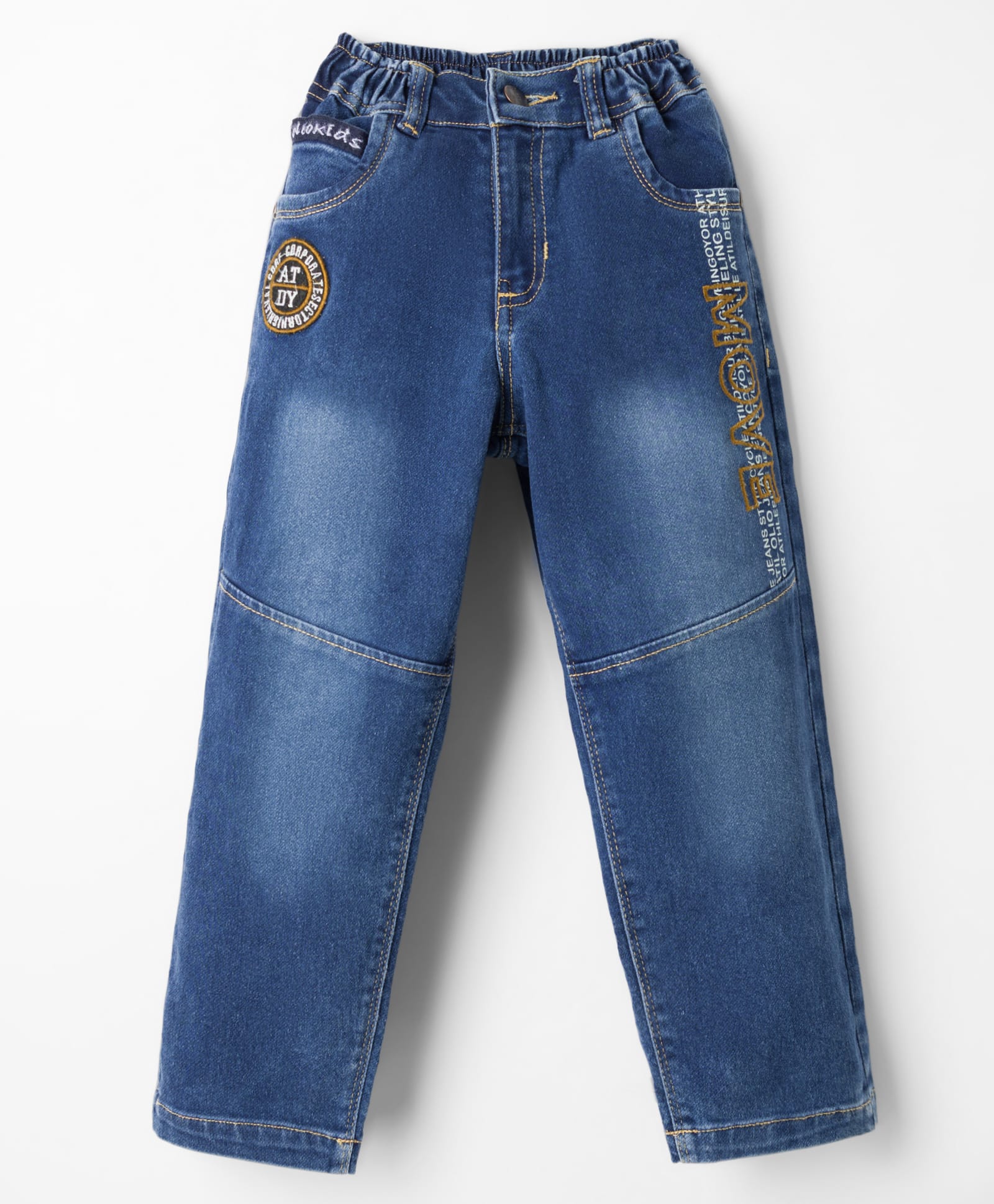 Olio Kids Denim Woven Full Length Jeans with Patch Detailing - Light Blue-picture-23