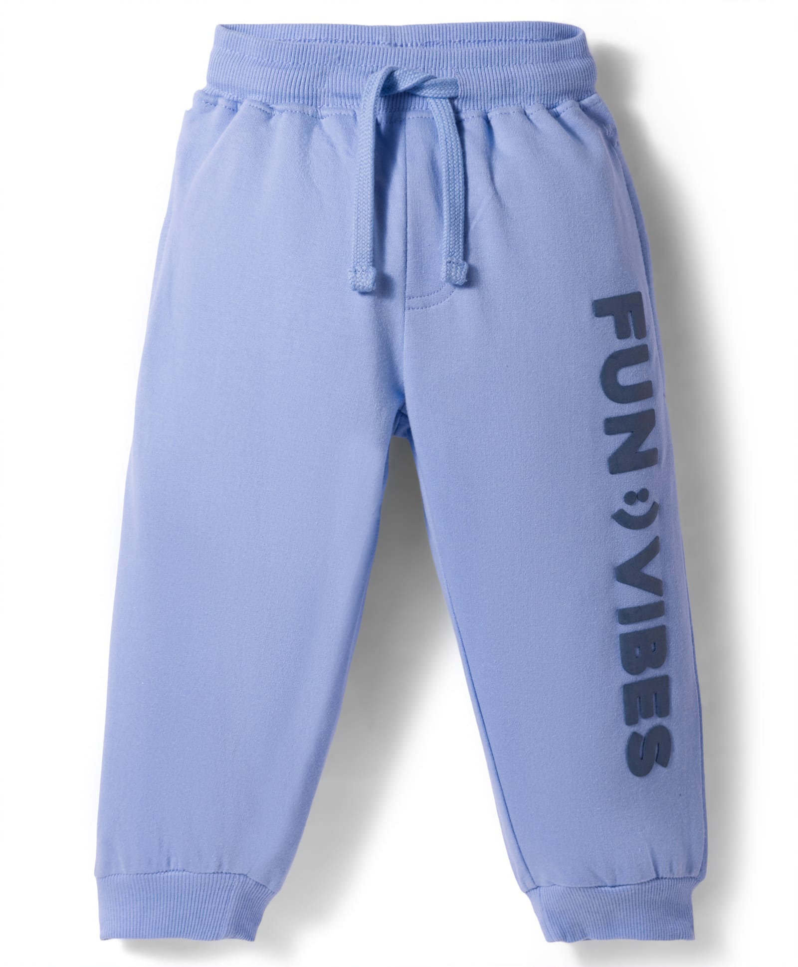 Kookie Kids Terry Knit Full Length Lounge Pant with Text HD Print - Blue-image-30