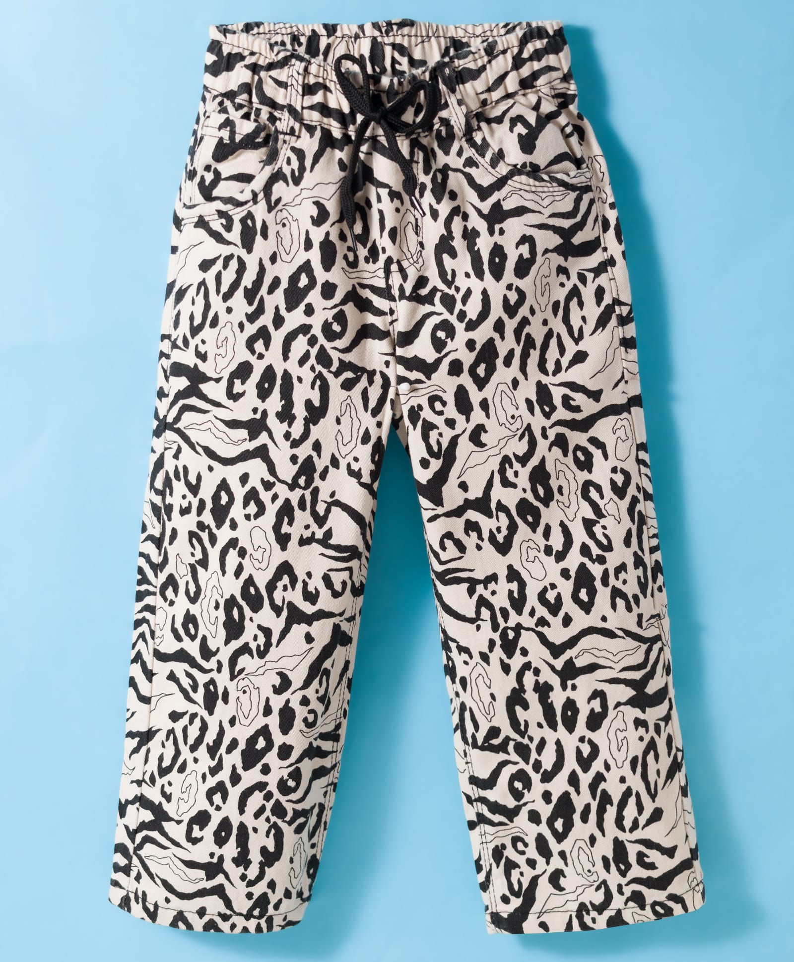 Olio Kids Cotton Woven Full Length Trouser With Floral Print - Off White-picture-21