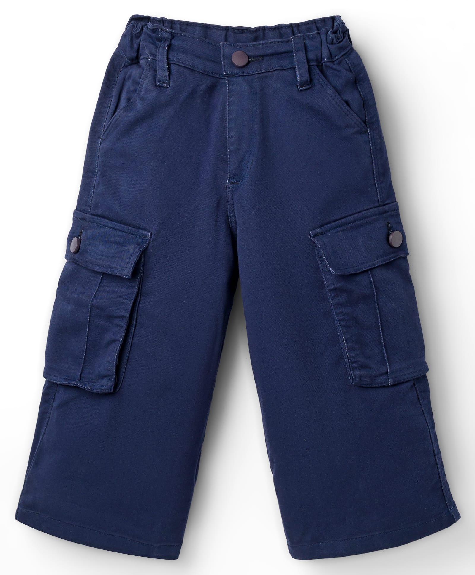Olio Kids Cotton Woven Full Length Solid Cargo Pant - Navy Blue-picture-16