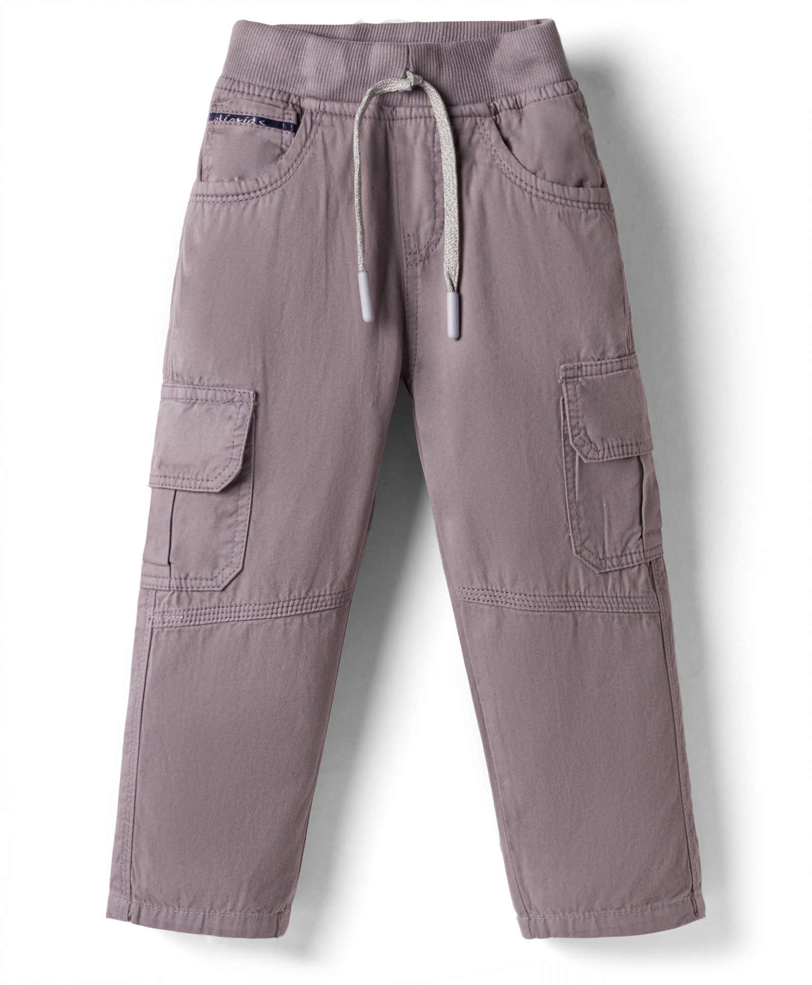 Olio Kids Cotton Woven Full Length Solid Color Trouser - Grey-image-19