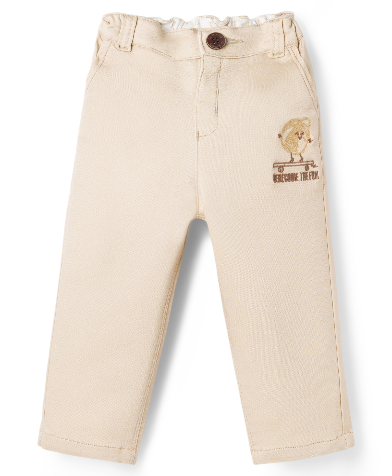 Olio Kids Cotton Woven Full Length Trouser With Embroidery Detailing - Khaki-picture-22