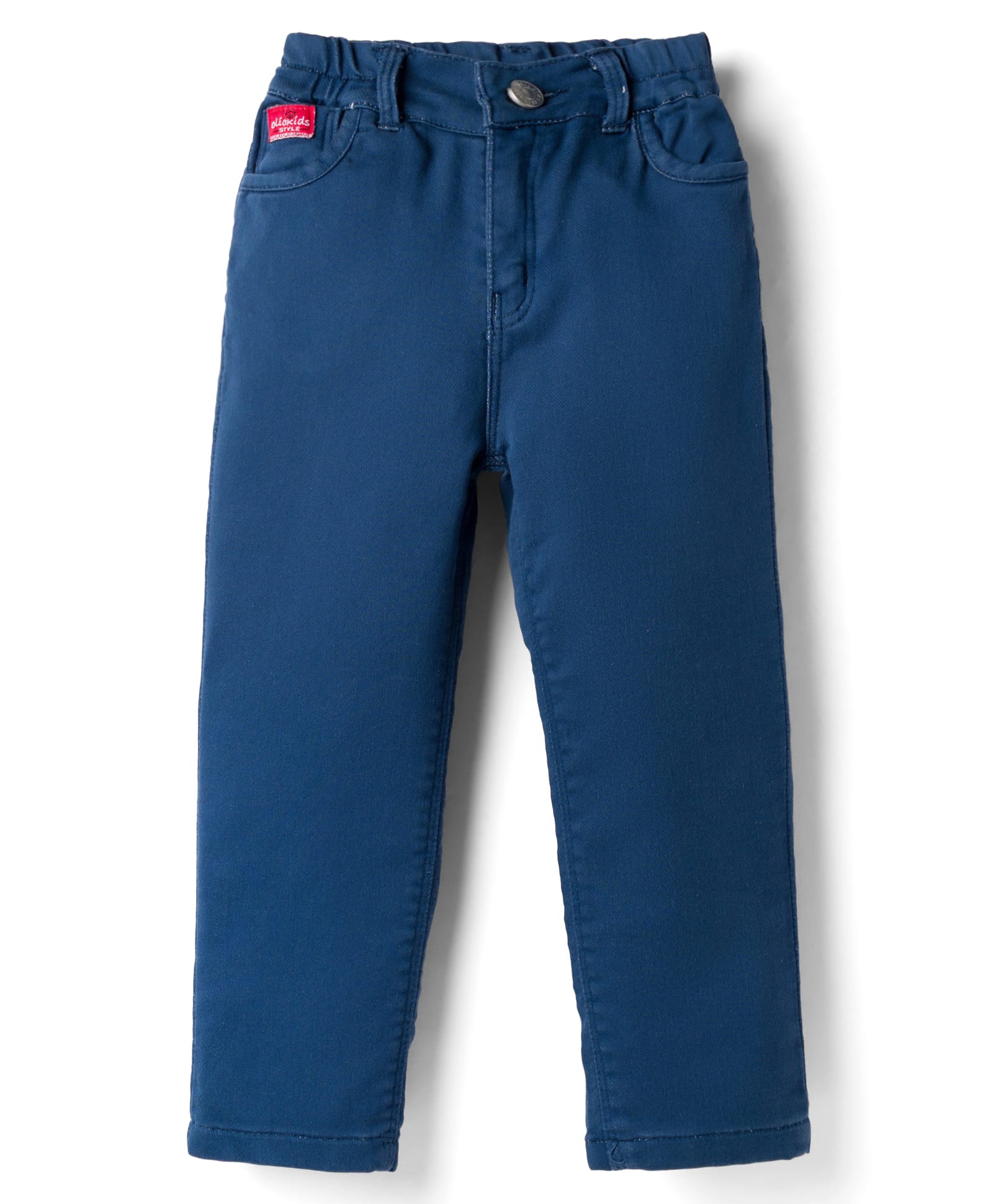 Olio Kids Cotton Woven Full Length Solid Trouser - Blue-picture-26