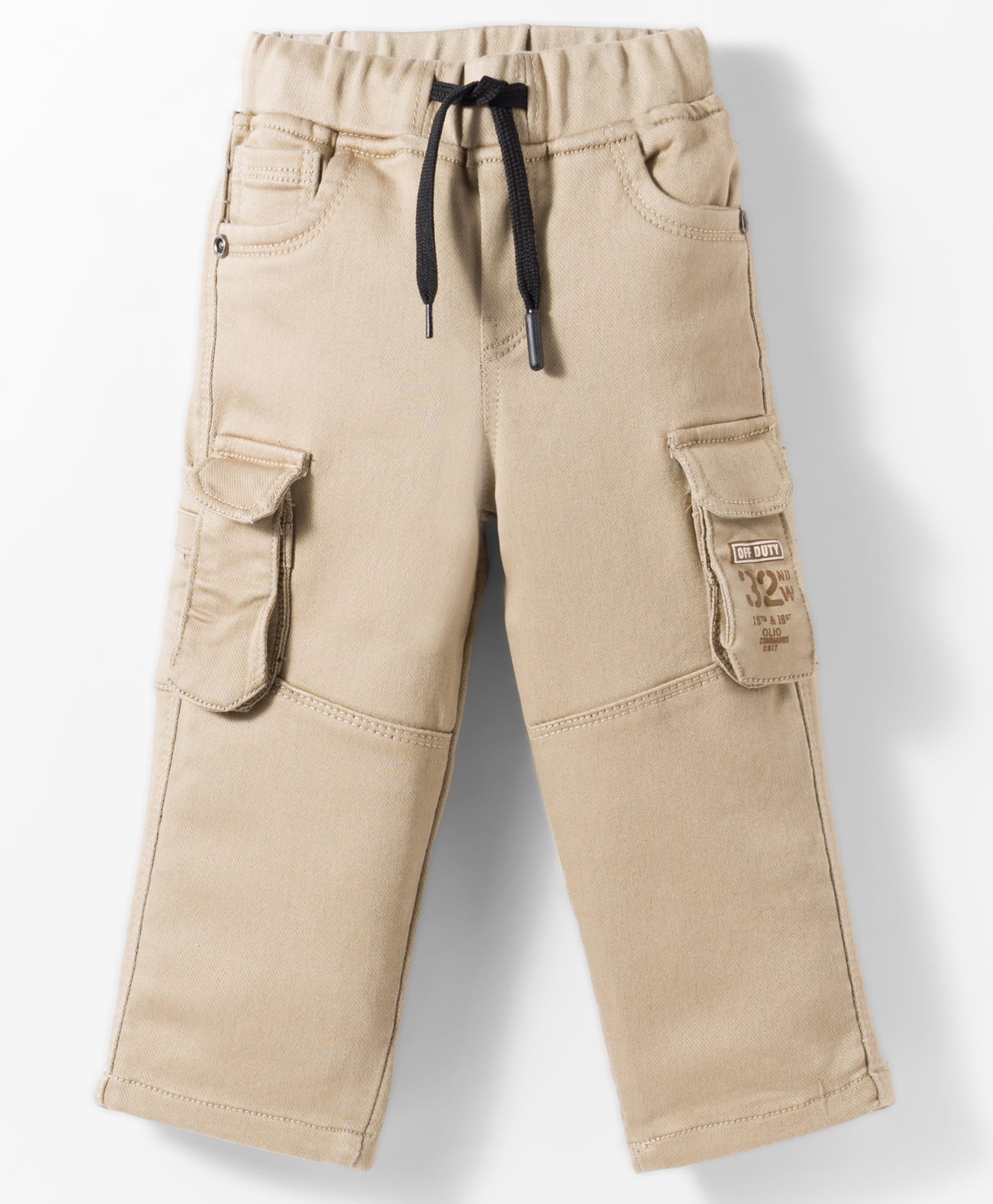 Olio Kids Cotton Woven Full Length Cut N Sew Trouser With Cargo Pocket - Tan-picture-27