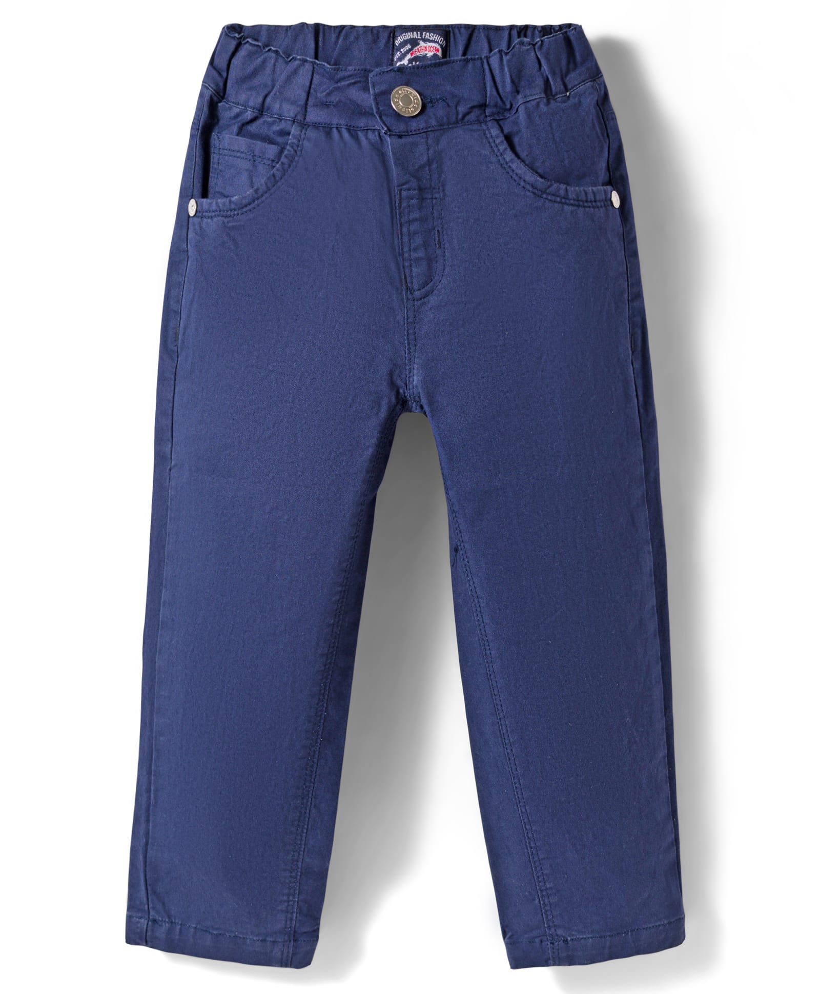 Olio Kids Cotton Woven Full Length Solid Trouser - Navy Blue-image-23