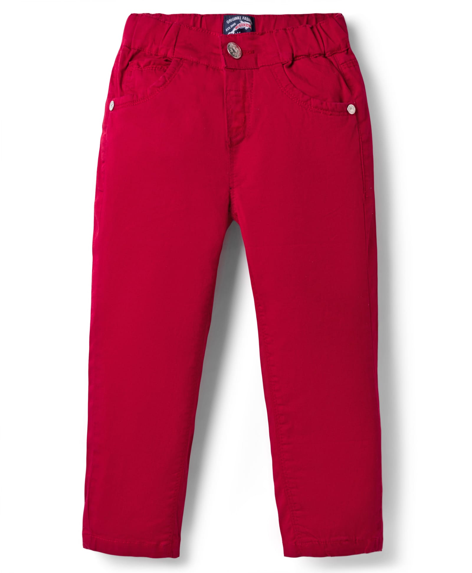 Olio Kids Cotton Woven Full Length Solid Trouser - Maroon-picture-19