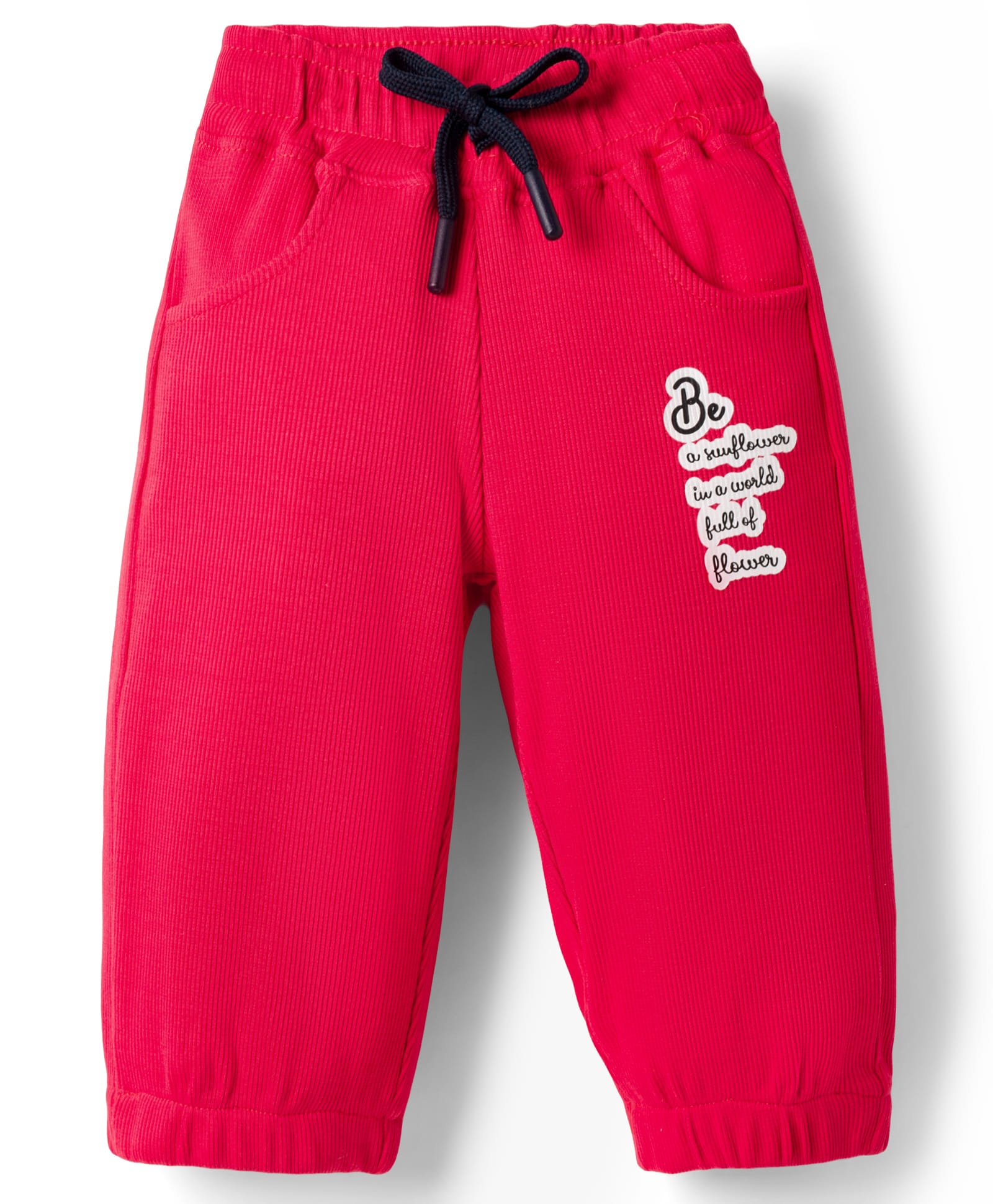 Olio Kids Knit Full Length Lounge Pant With Text Print - Red-picture-23