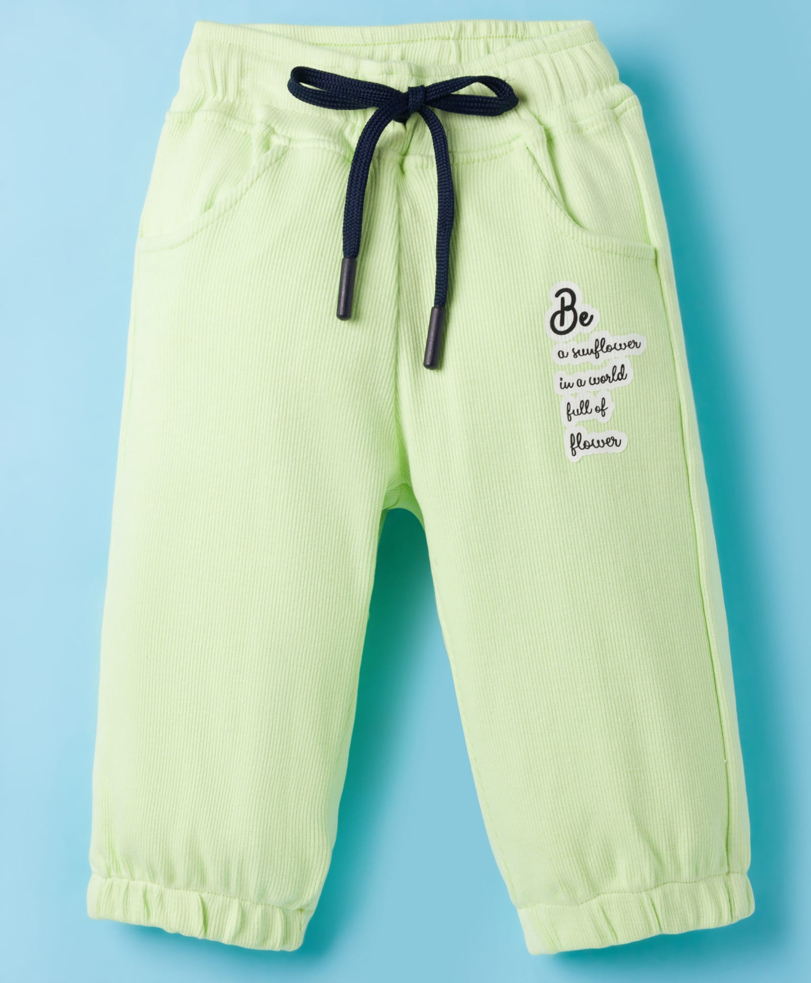 Olio Kids Knit Full Length Lounge Pant With Text Print - Sea Green-picture-20