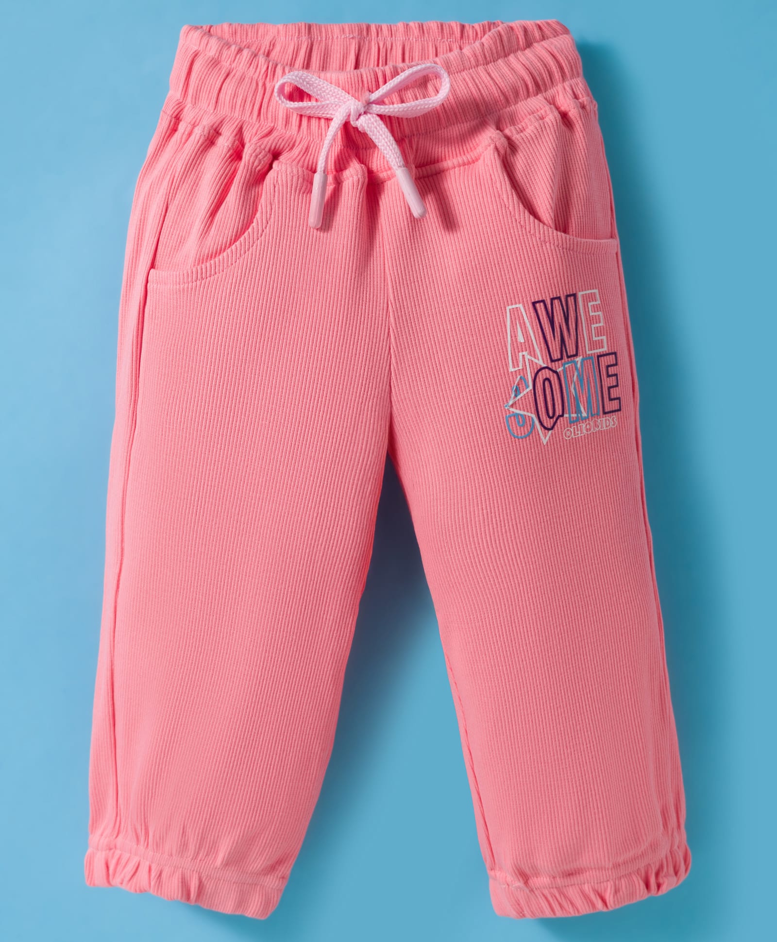 Olio Kids Knit Full Length Lounge Pant With Text Print - Pink-picture-26