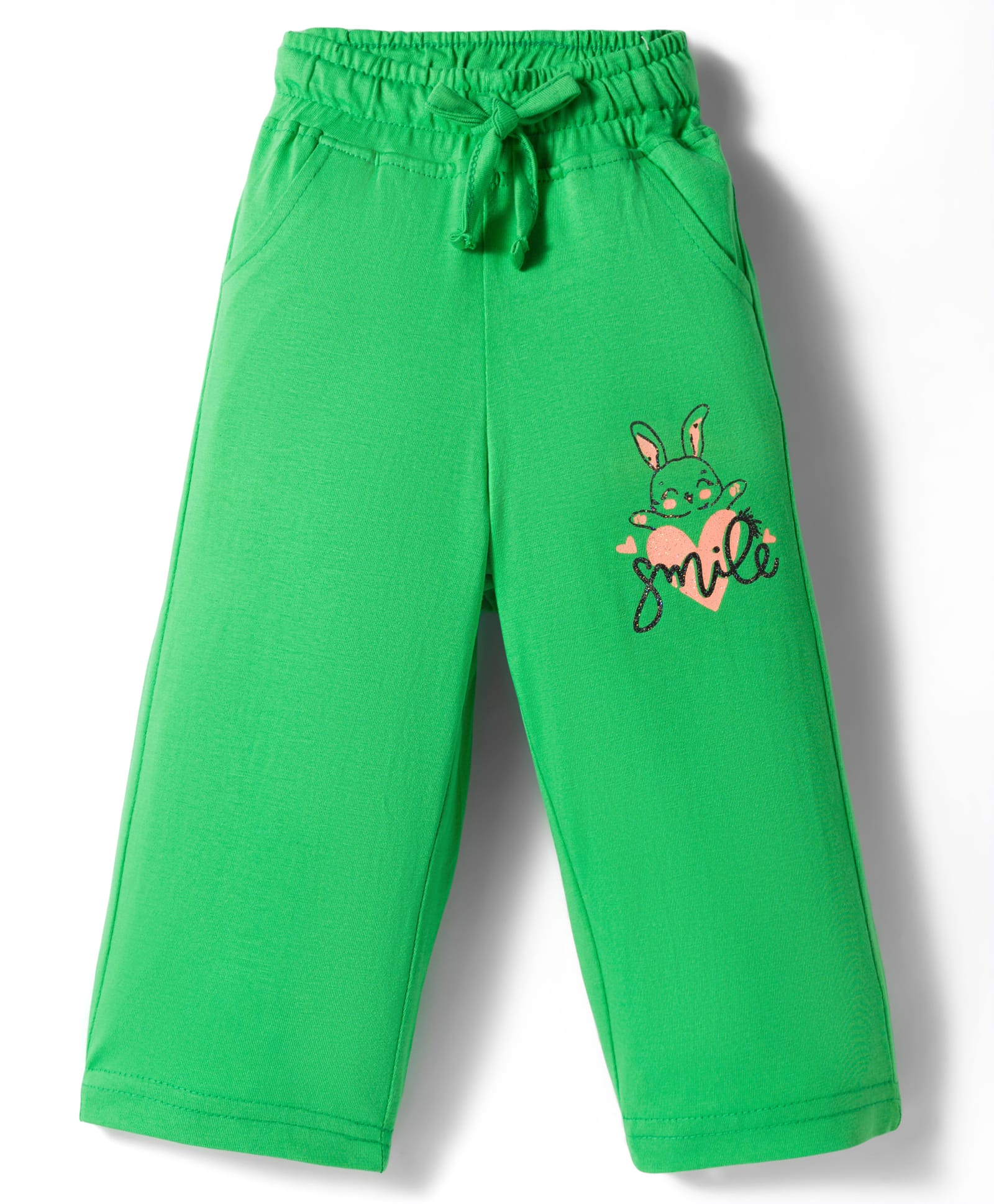 Olio Kids Knit Full Length Lounge Pant With Bunny Print - Green-picture-18