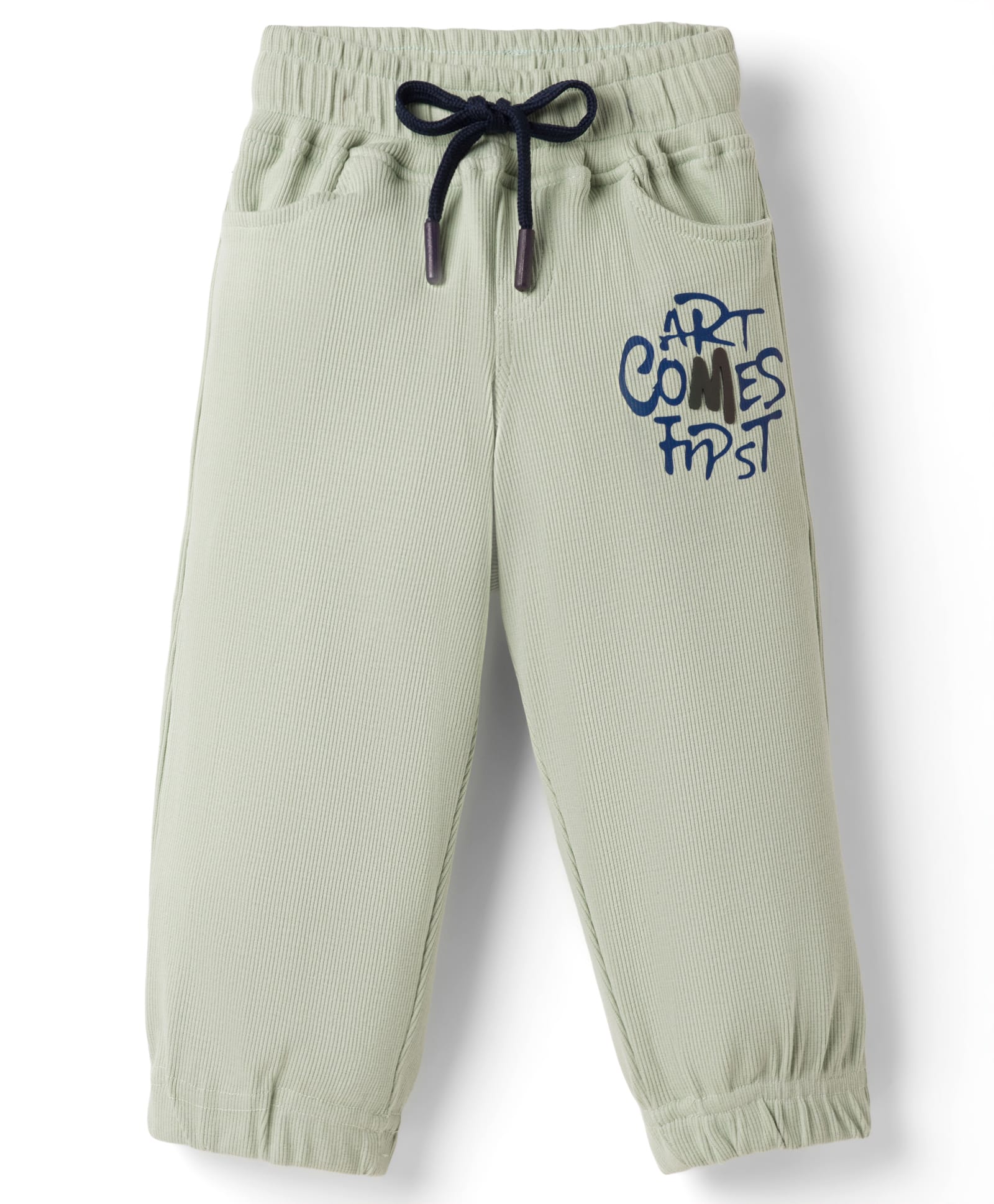 Olio Kids Knit Full Length Lounge Pant With Text Print - Olive Green-image-41