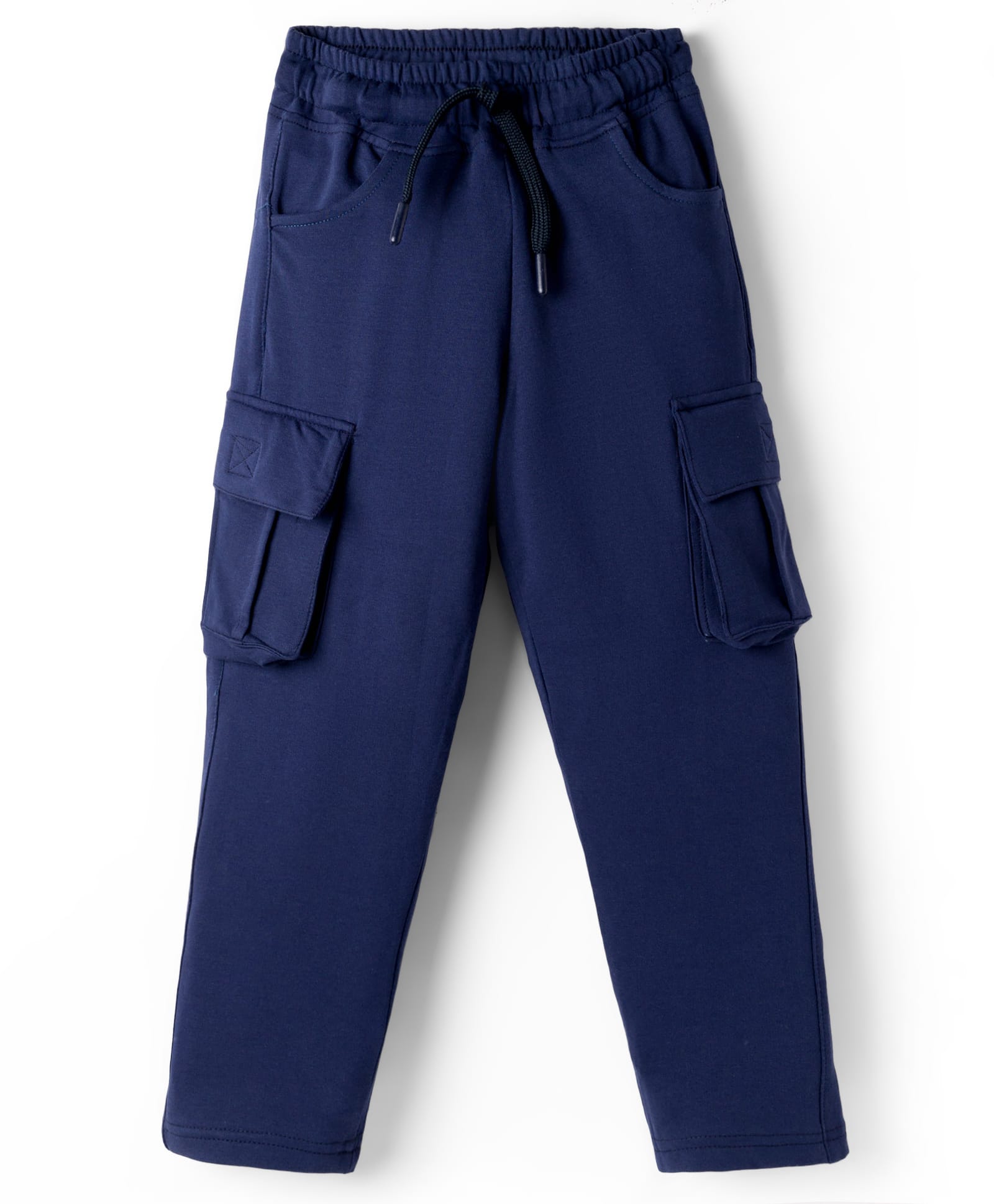 Olio Kids Knit Full Length Solid Lounge Pant With Pockets - Navy Blue-image-29