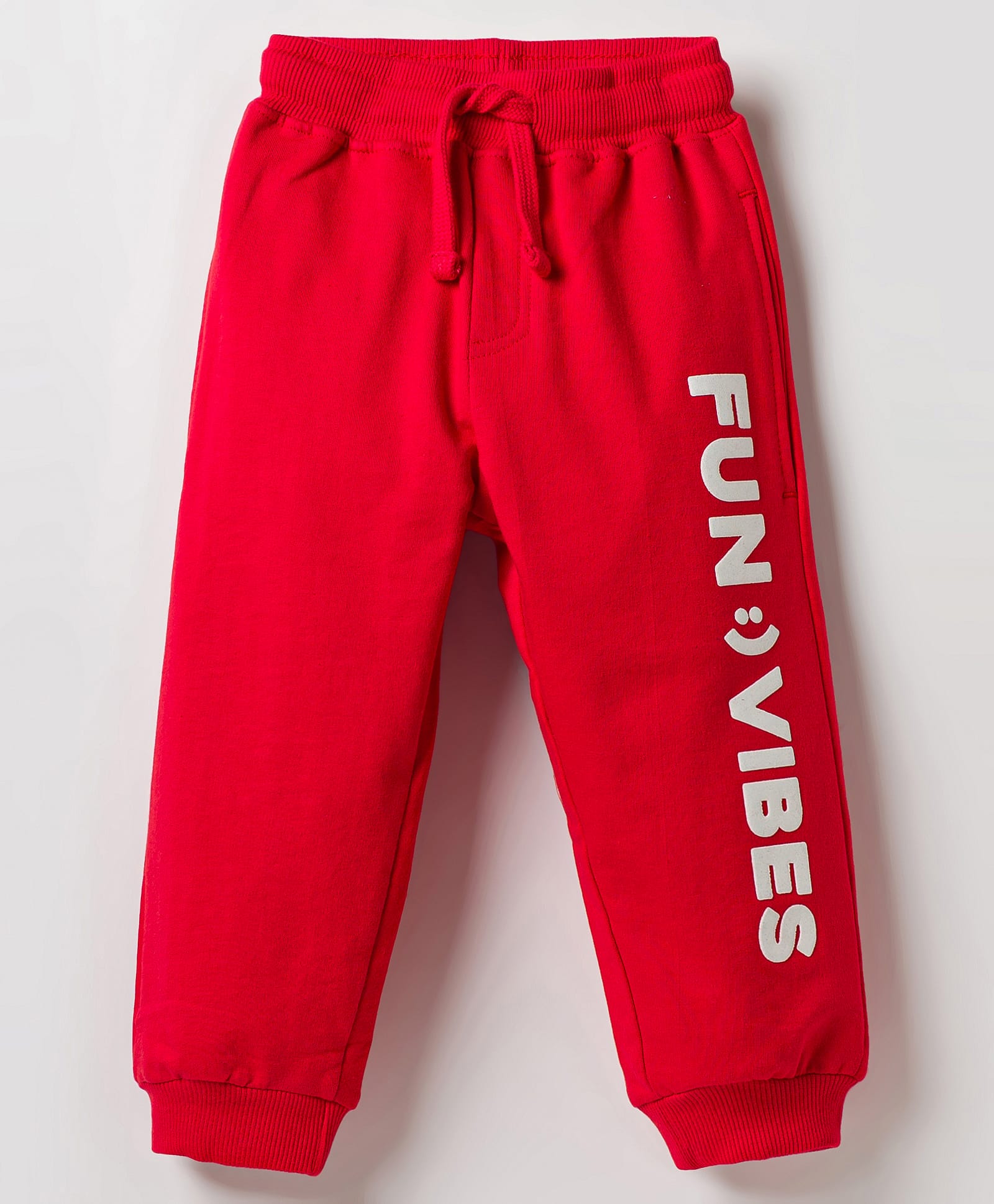Kookie Kids Terry Knit Full Length Jogger With HD Text Print - Red-image-41