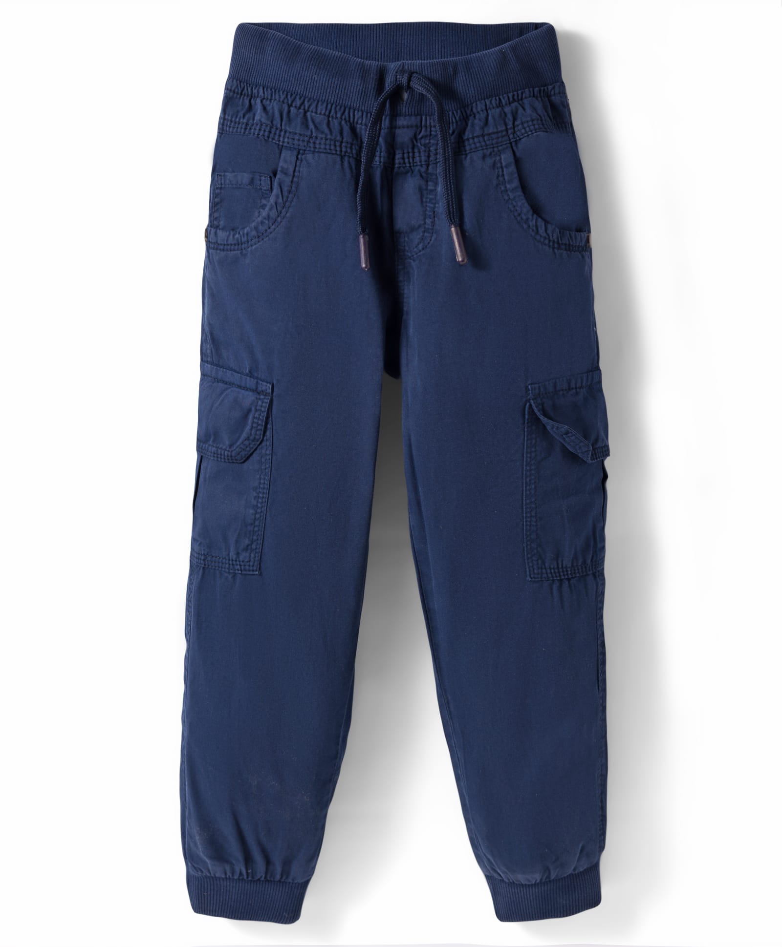 Olio Kids Cotton Woven Full Length Solid Trouser - Navy Blue-picture-20