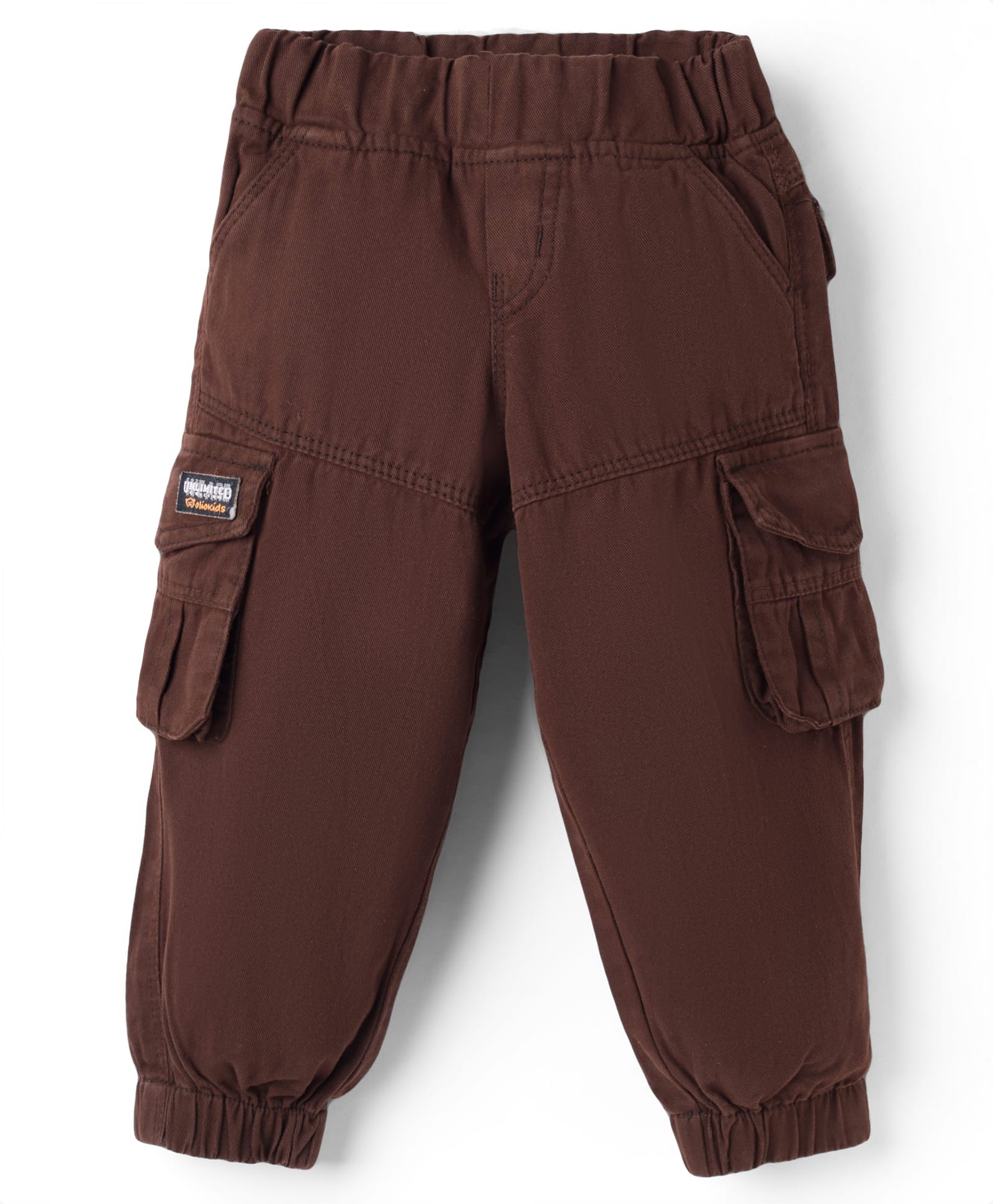 Olio Kids Cotton Woven Full Length Cut N Sew Cargo Pant - Brown-picture-26