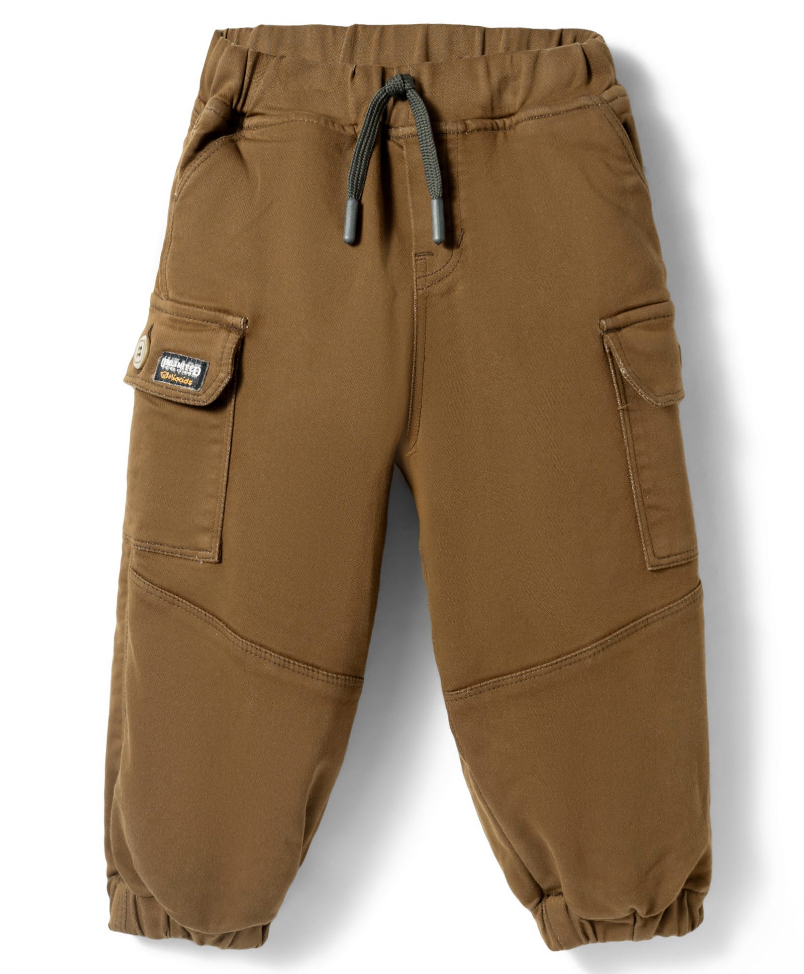 Olio Kids Cotton Woven Full Length Solid Trouser - Olive Green-picture-22