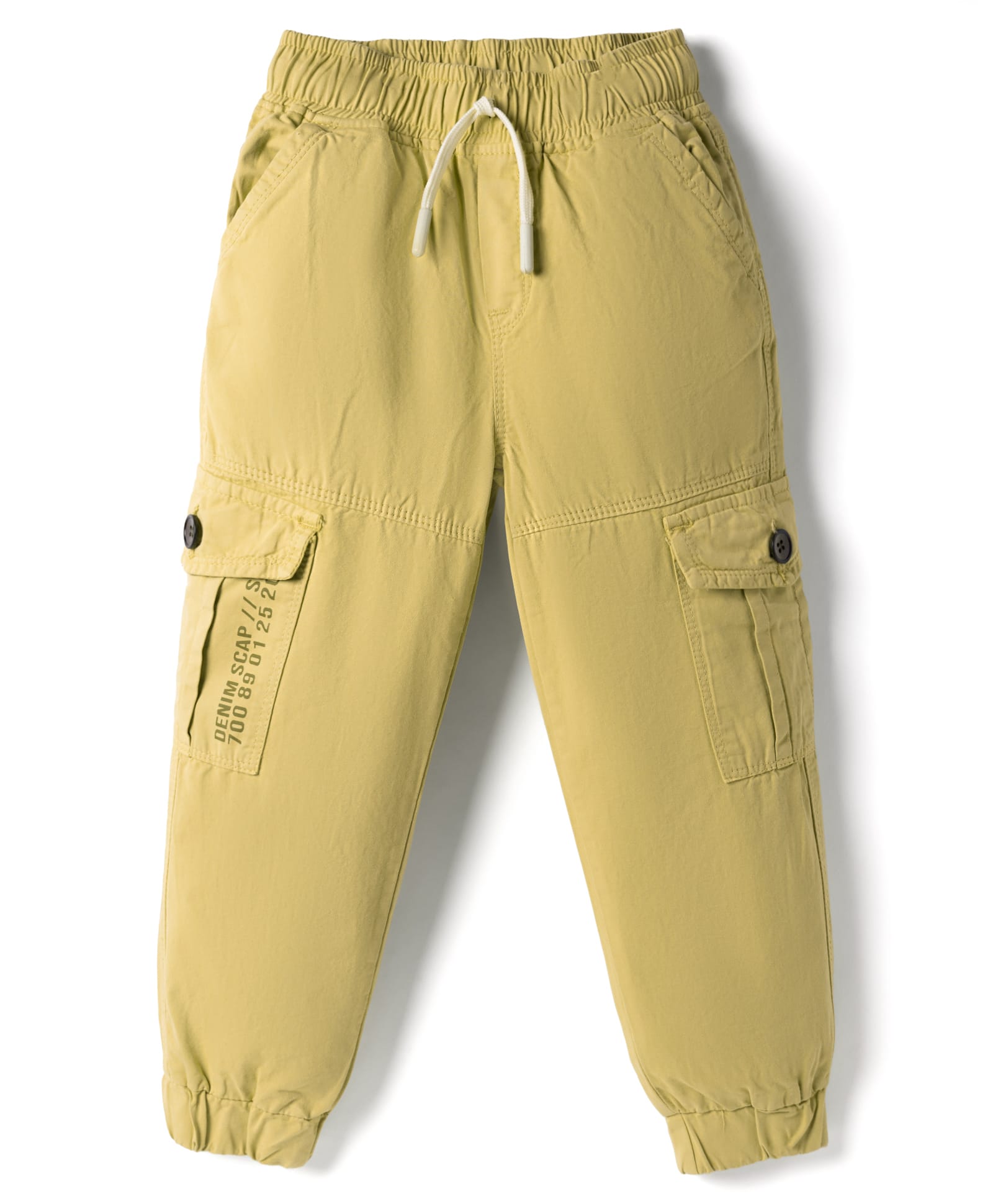 Olio Kids Cotton Woven Full Length Cut N Sew Text Printed Trouser - Khaki-picture-21