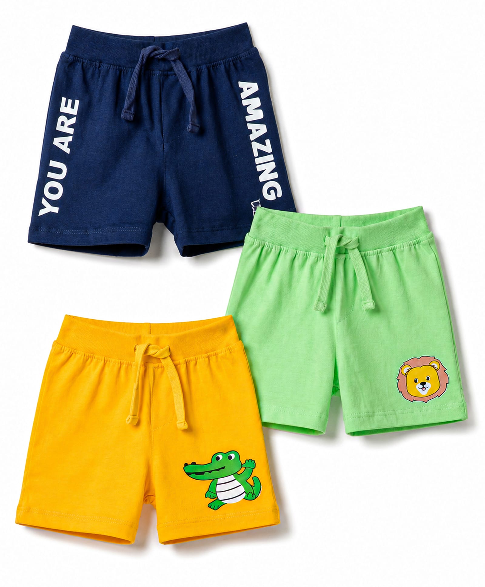 Babyhug Single Jersey Knit Mid Thigh Printed Shorts Pack of 3 - Multicolor-picture-19