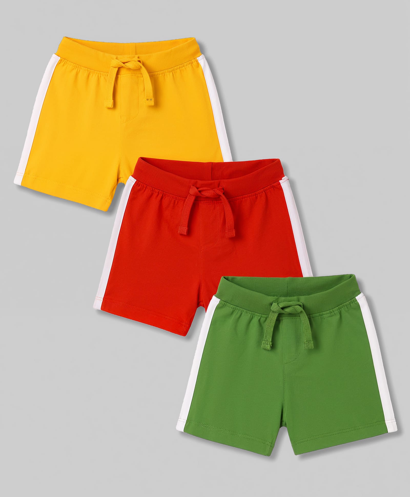 Babyhug Single Jersey Knit Mid Thigh Solid Shorts Pack Of 3 - Multicolor-image-34