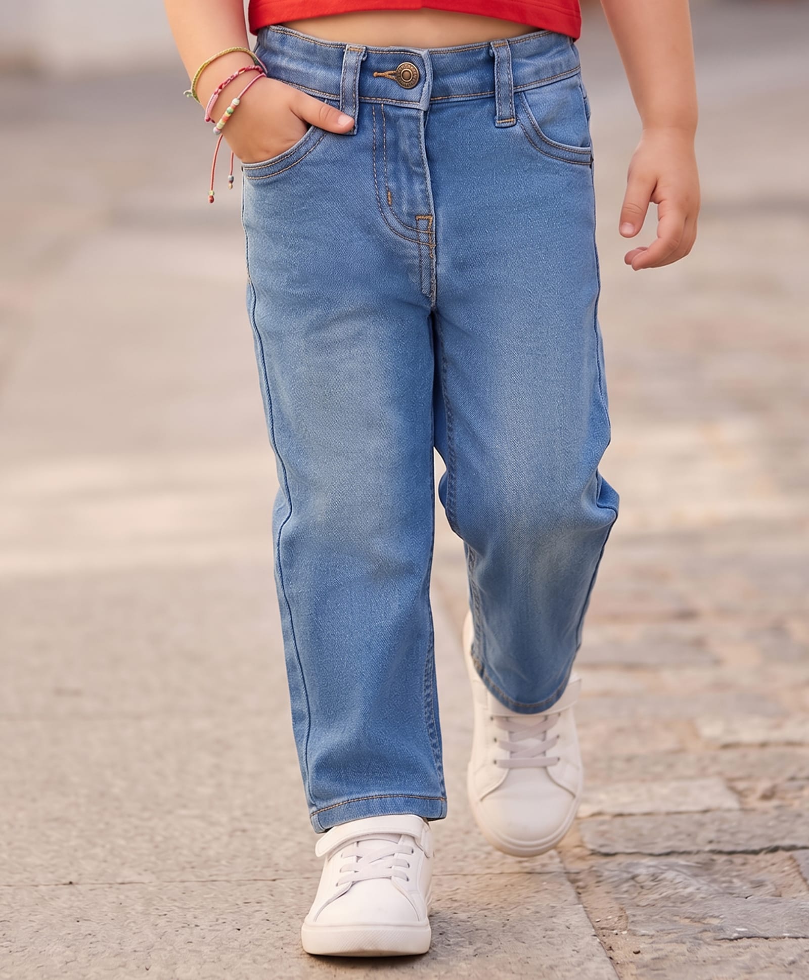 kookie kids india Kookie Kids Denim Woven Full Length Washed Jeans - Light Blue-picture-28