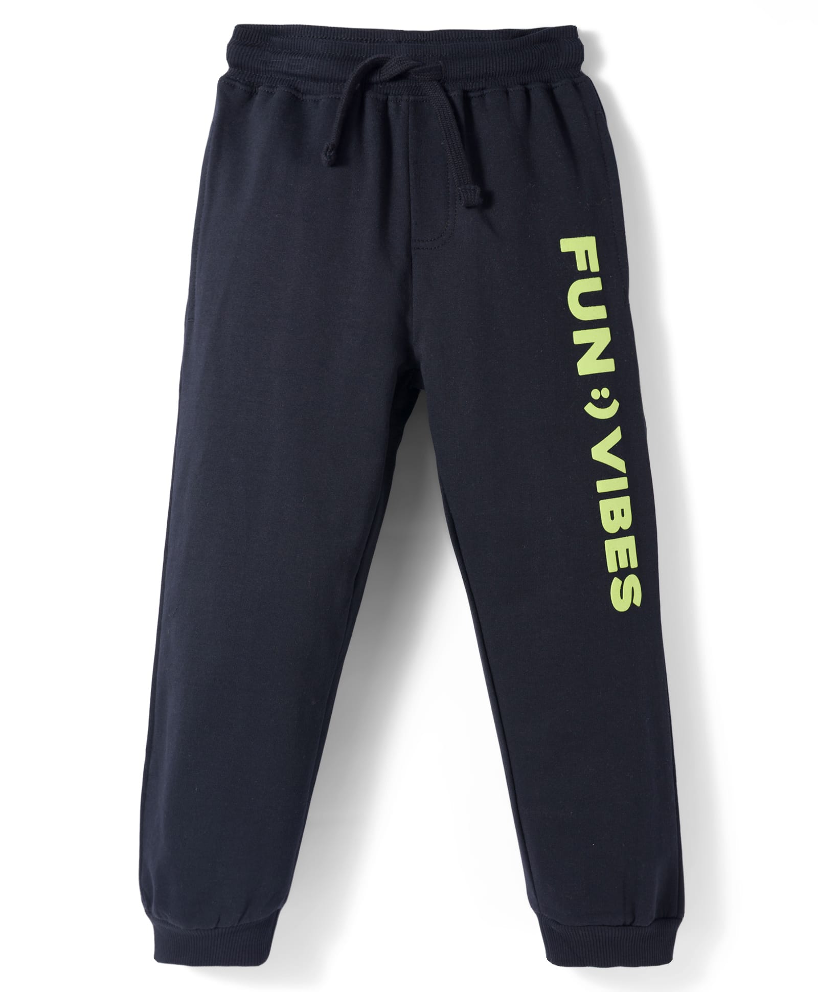 kookie kids india Kookie Kids Full Length Jogger Fit Lounge Pant with Fun Vibes HD Text Print - Black-picture-23