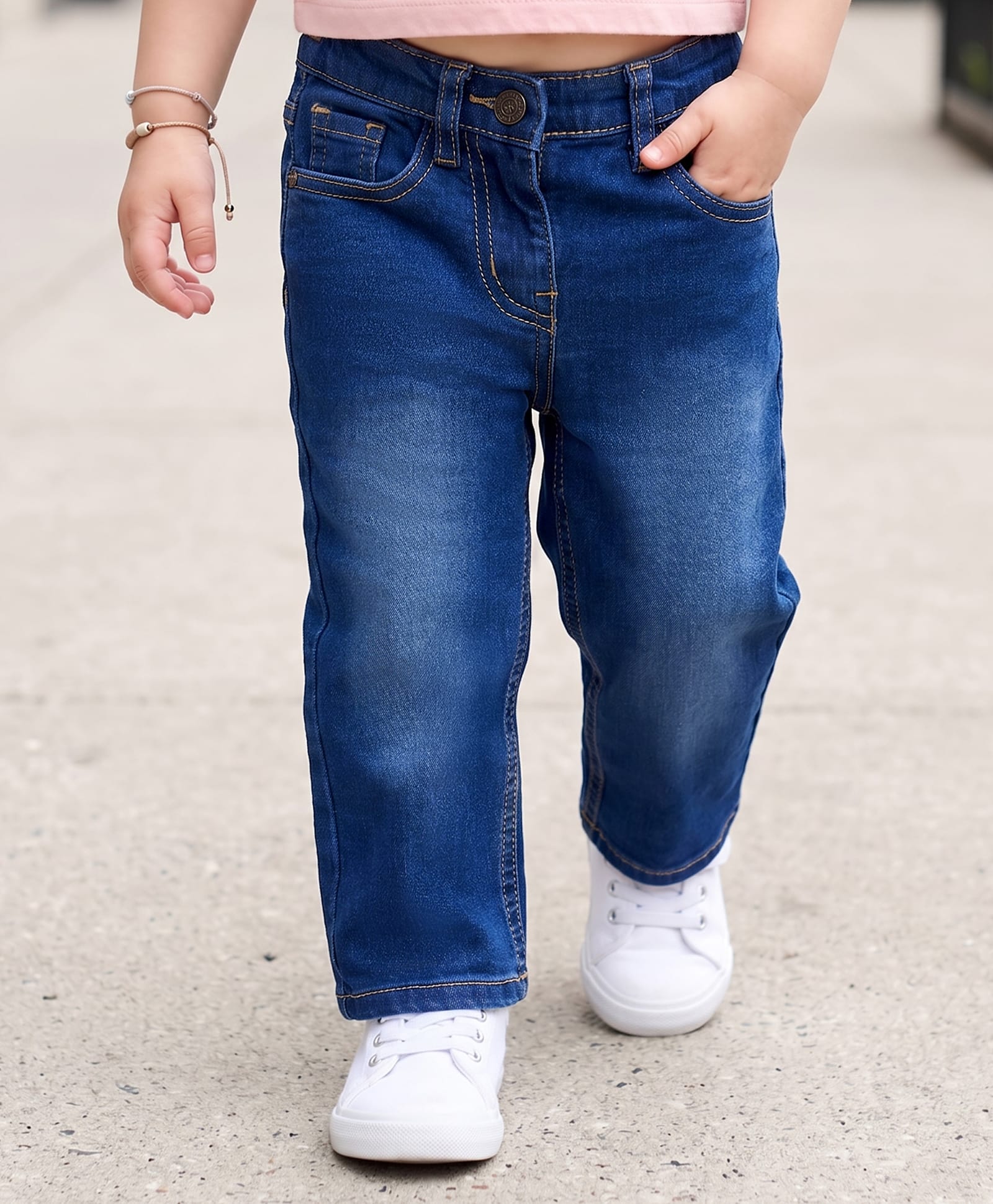 kookie kids india Kookie Kids Denim Woven Full Length Washed Jeans - Blue-picture-26