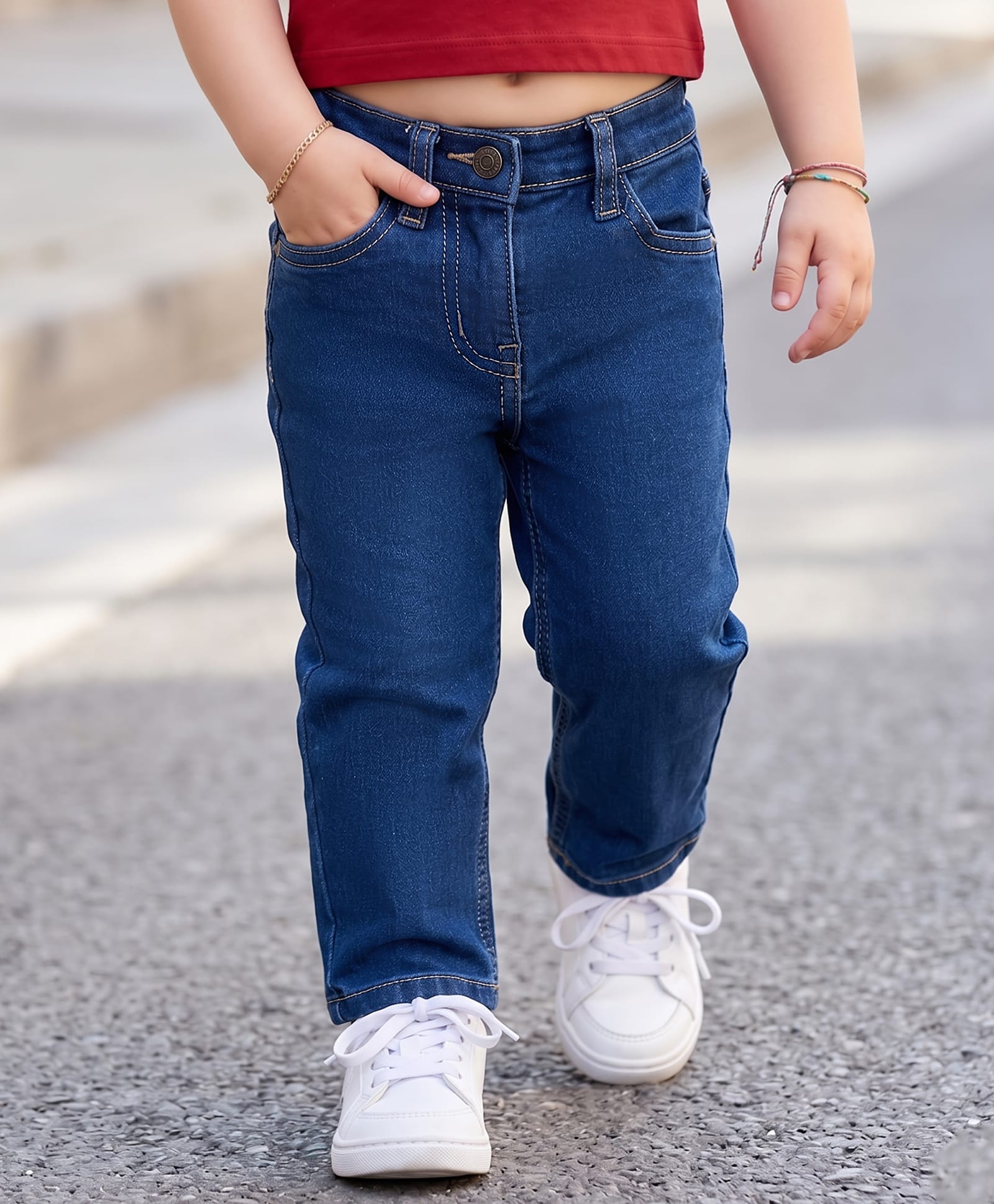 kookie kids india Kookie Kids Denim Full Length Washed Jeans - Blue-picture-22