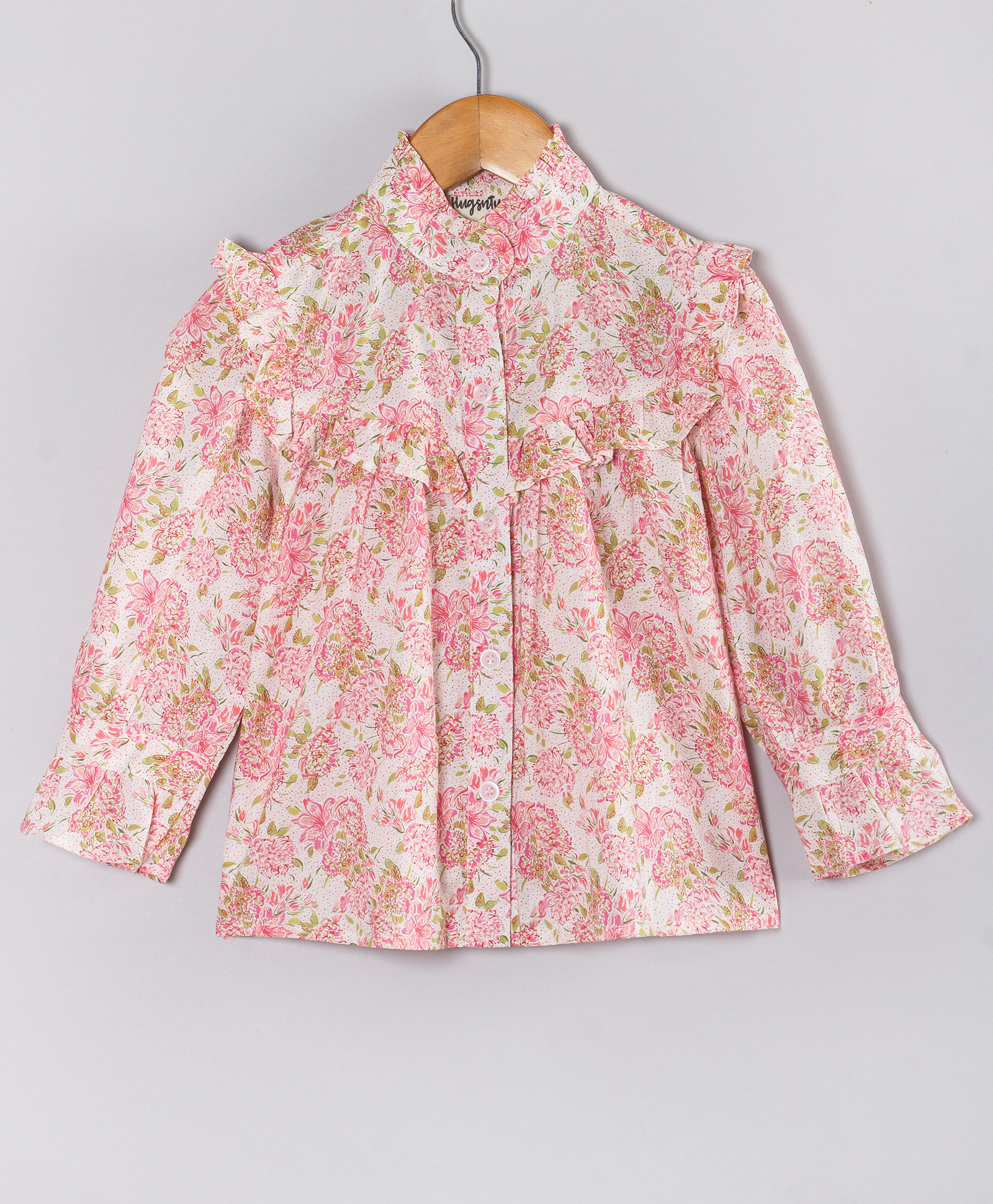 Hugsntugs Cotton Woven Full Sleeves Floral Printed Top - Pink-image-45