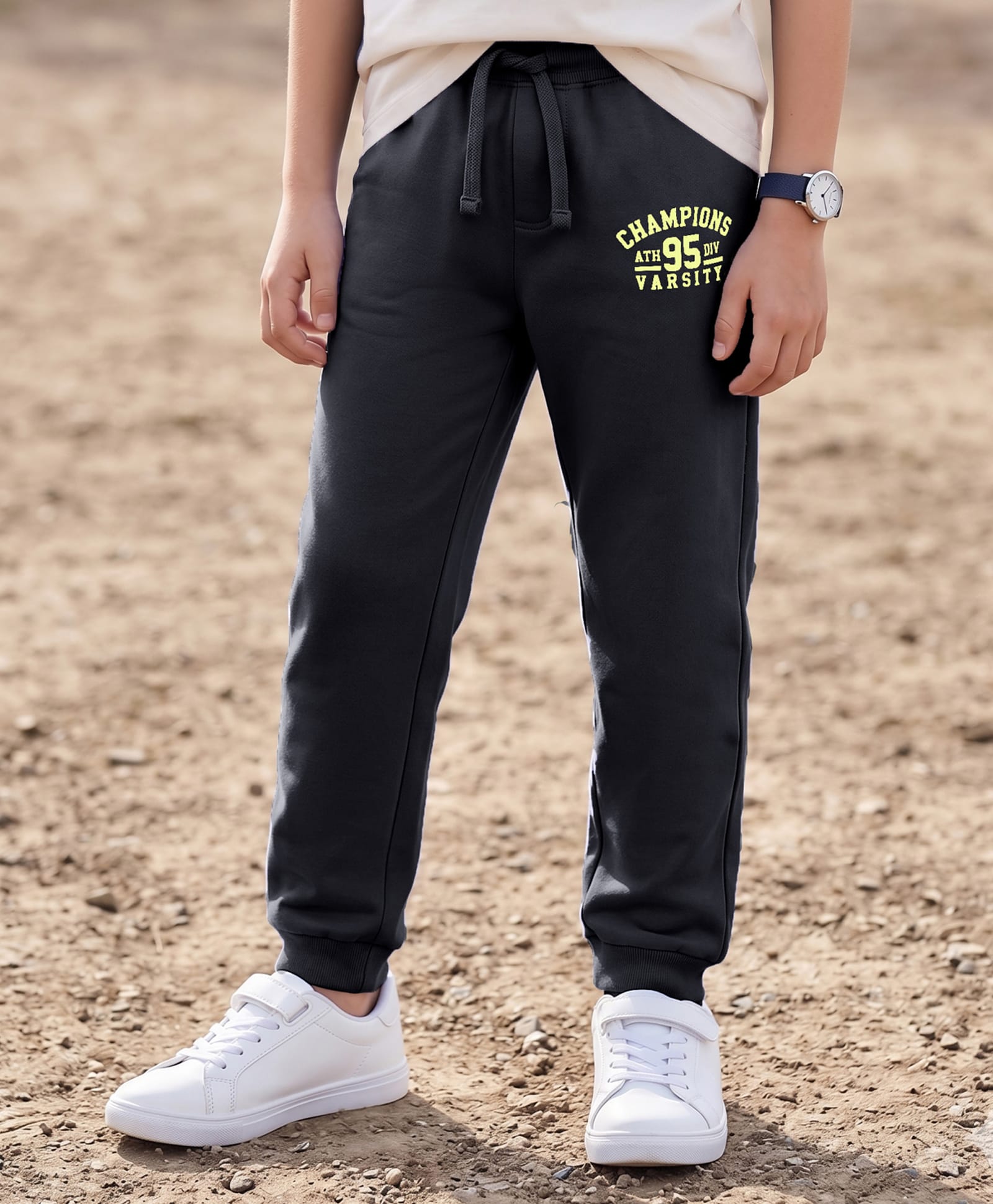 kookie kids india Kookie Kids Terry Knit Full Length Jogger With Champions Print - Black-picture-23