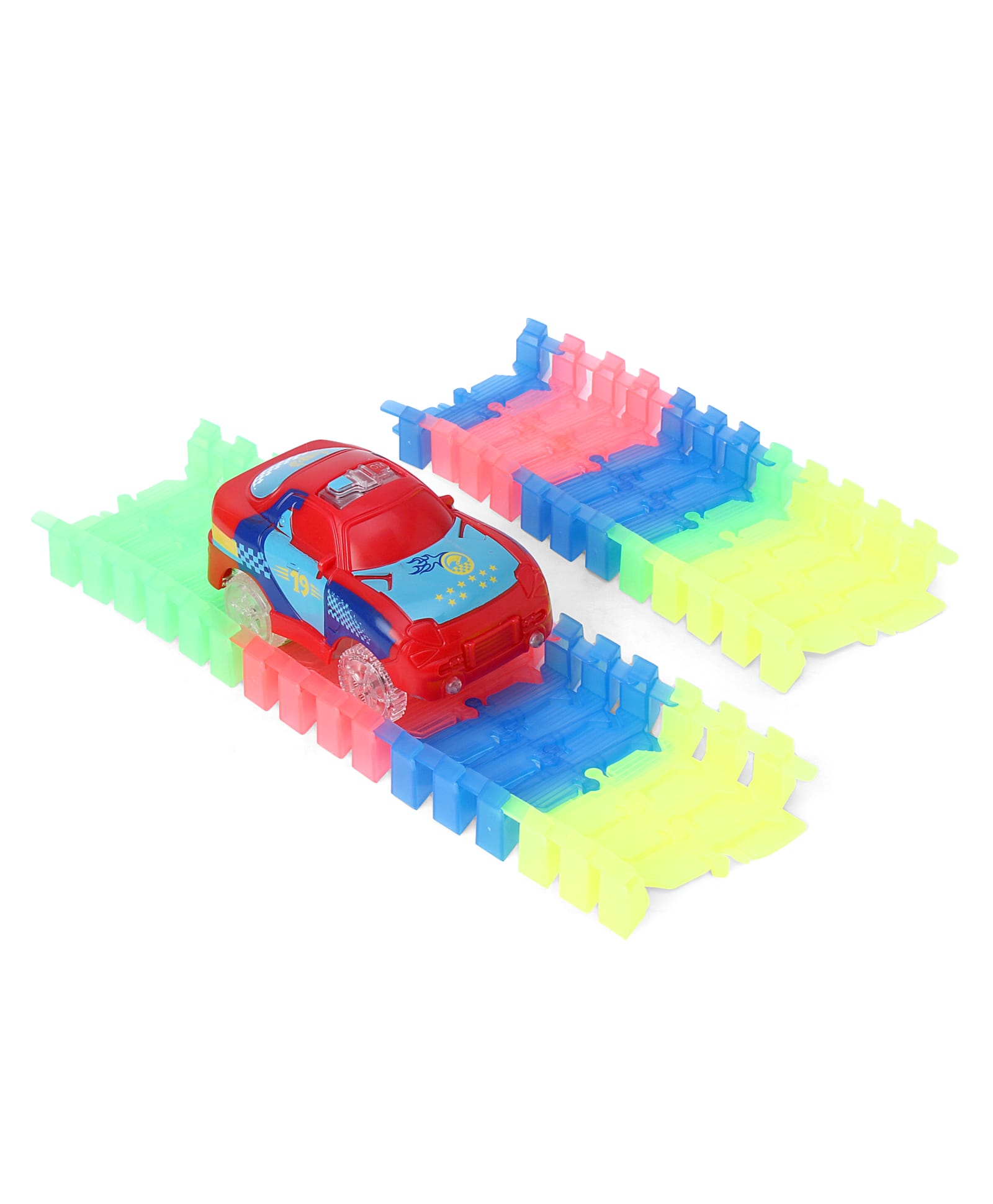 Ralleyz Toy Car with Glow in The Dark Action Tracks with LED Light Up 28 Pieces - Red-image-47