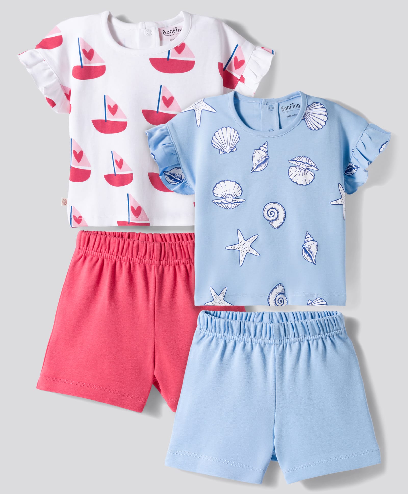 Bonfino 100% Cotton Knit Half Sleeves T-Shirt & Shorts Night Suits with Nautical Theme Print Pack of 2 - Multicolor-picture-6