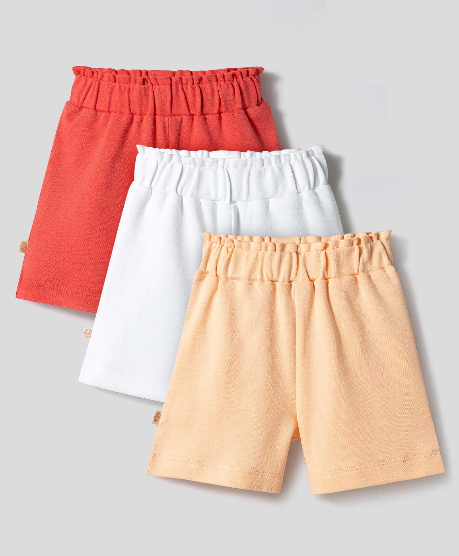 Bonfino 100% Cotton Knit Solid Colour Shorts Pack of 3 -White Peach & Dark Pink-image-24