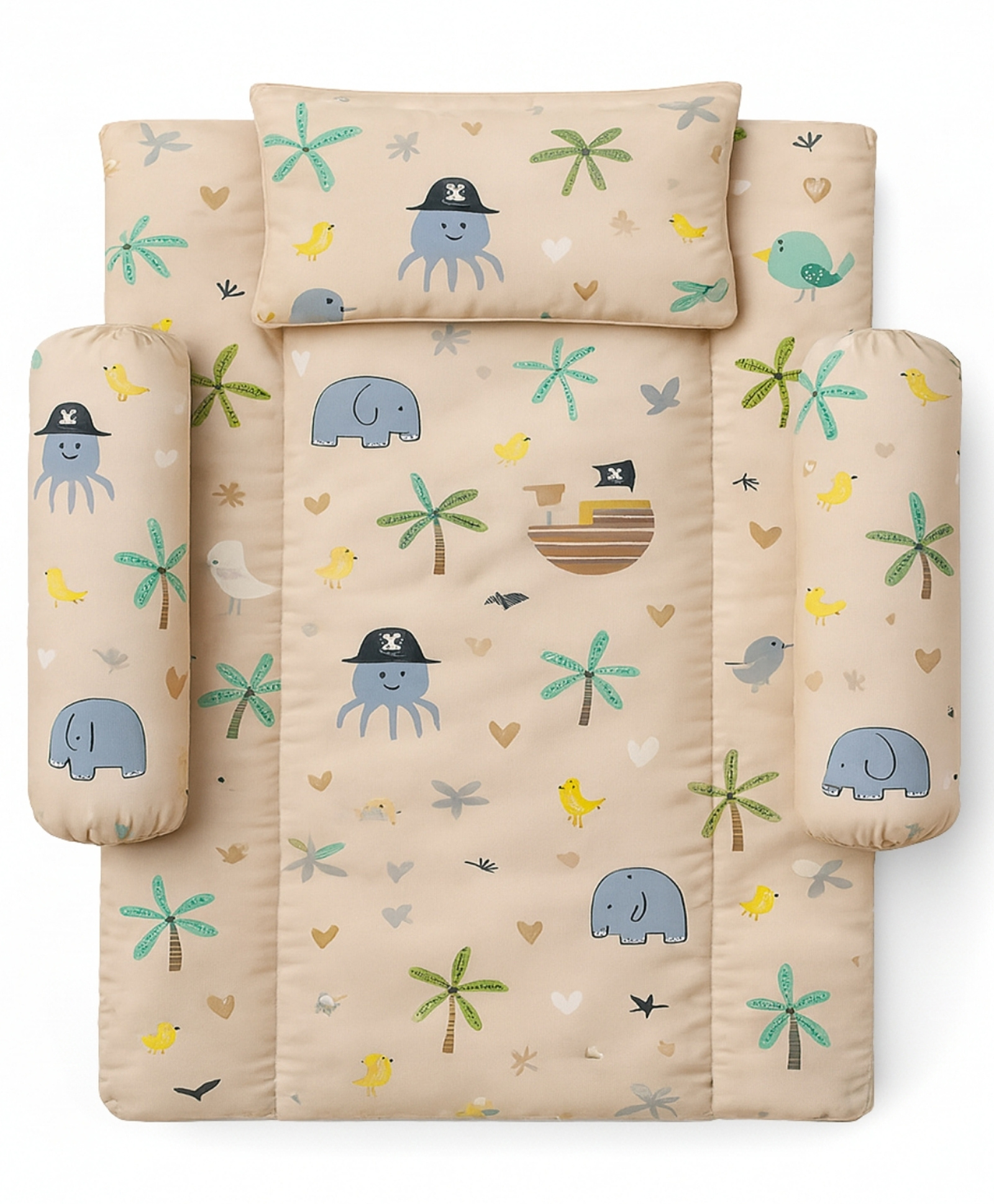 Toddylon Baby Bedding Set Cotton Mattress With Pillows (0-6 Months) Yellow-picture-44