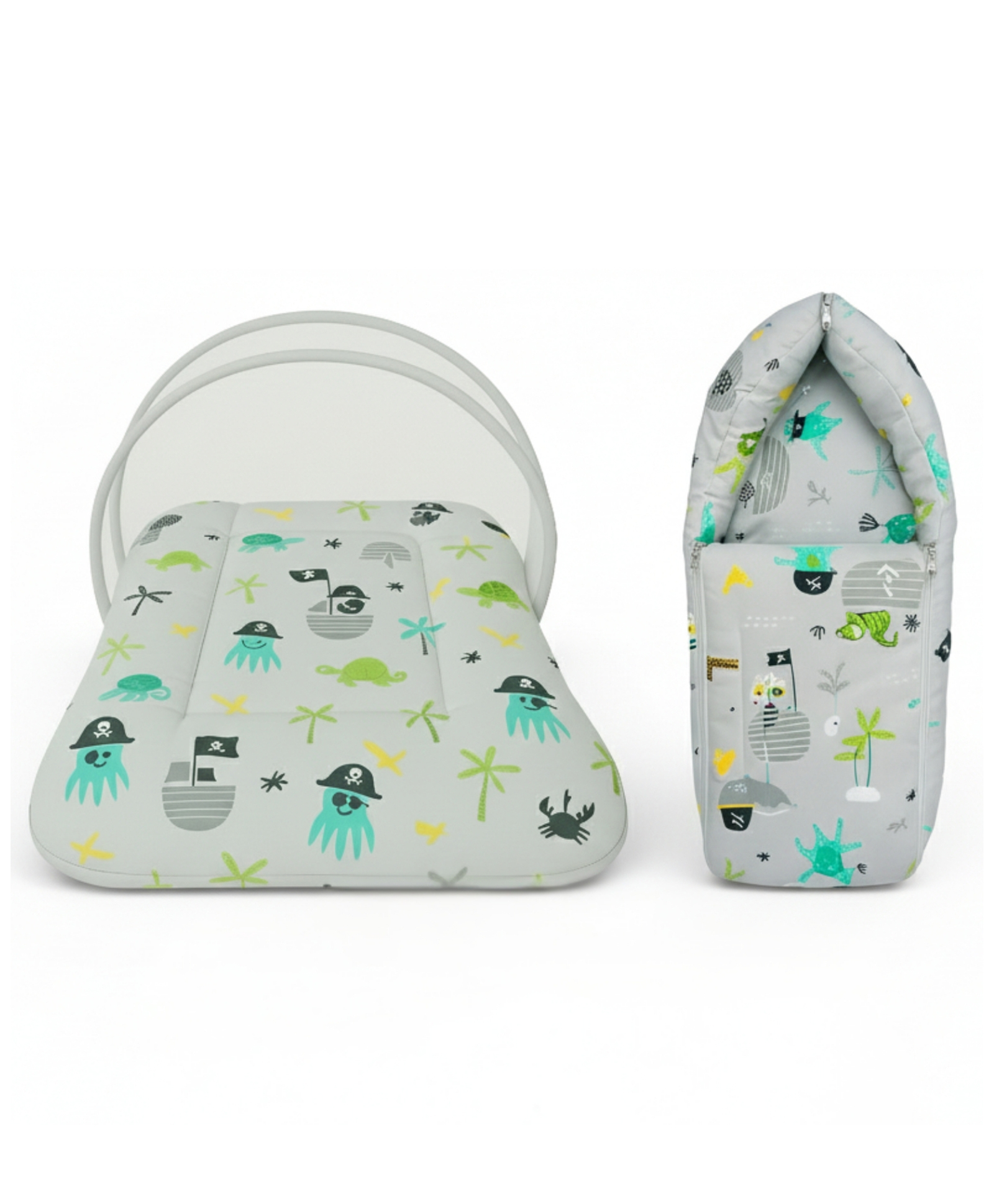 Toddylon Baby Bedding Set Mattress With Net & Sleeping Bag (0-6 Months) Grey-picture-29