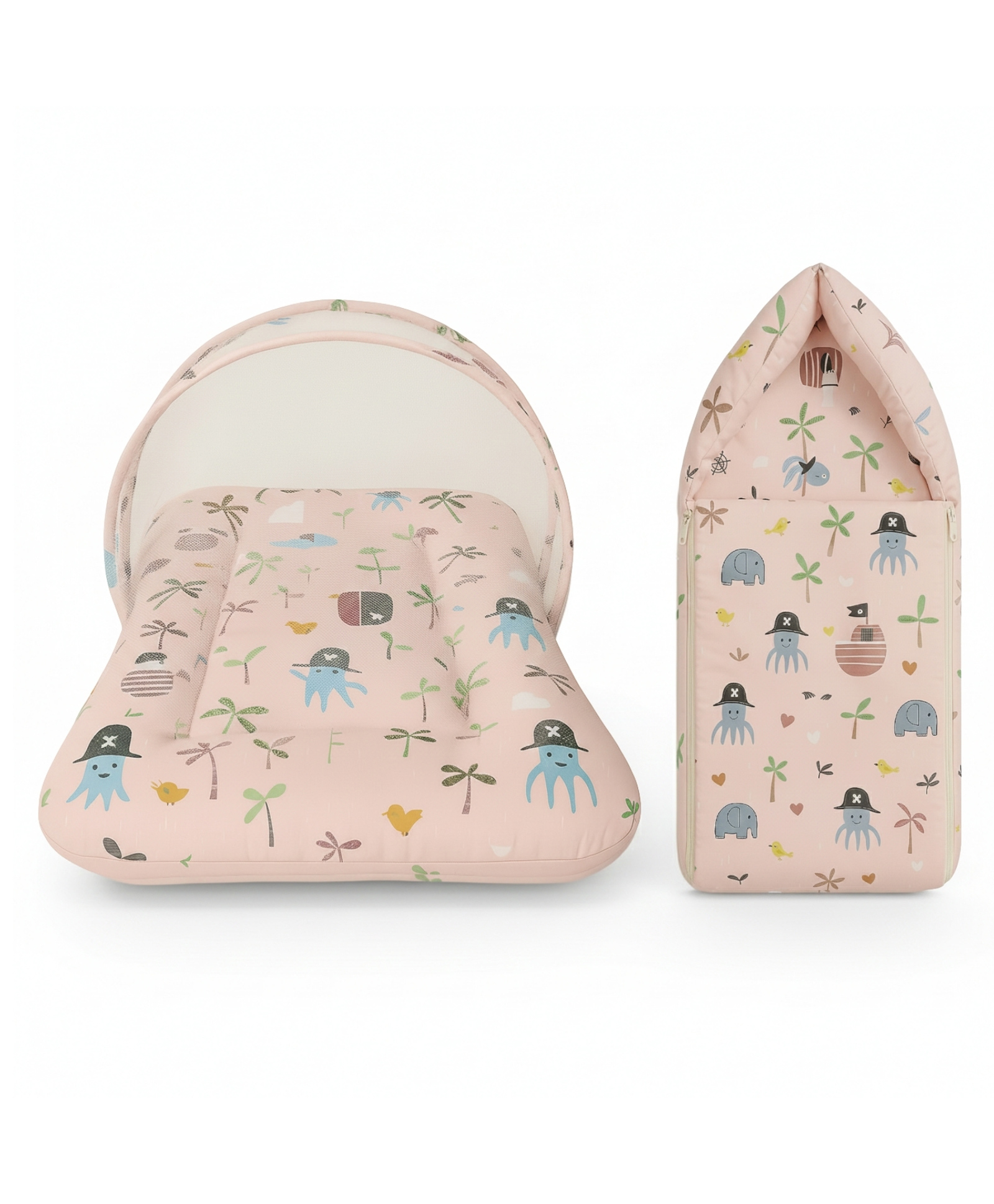 Toddylon Baby Bedding Set Mattress With Net & Sleeping Bag (0-6 Months) Pink-picture-28