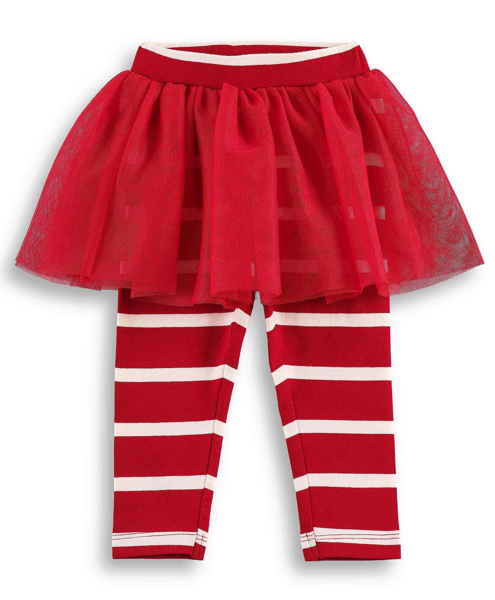 JusCubs Cotton Knit Striped Skirt Detailed Leggings - Red-picture-35