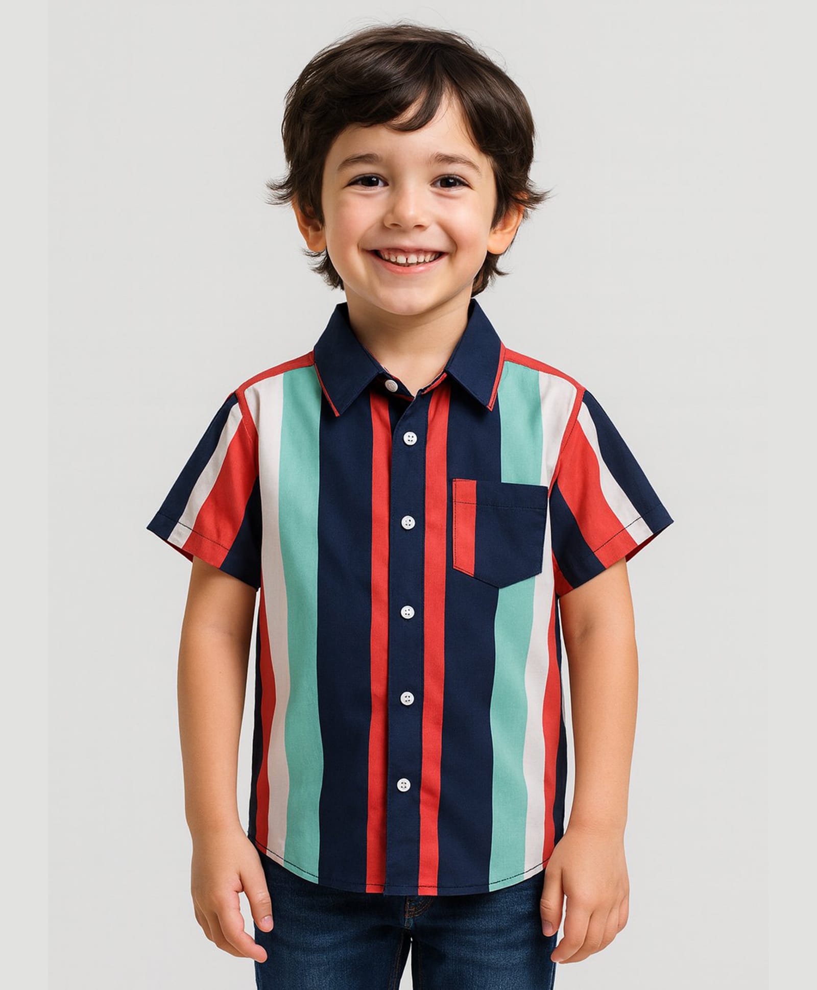 JusCubs Rayon Woven Half Sleeves Striped Shirt - Multi Colour-picture-25