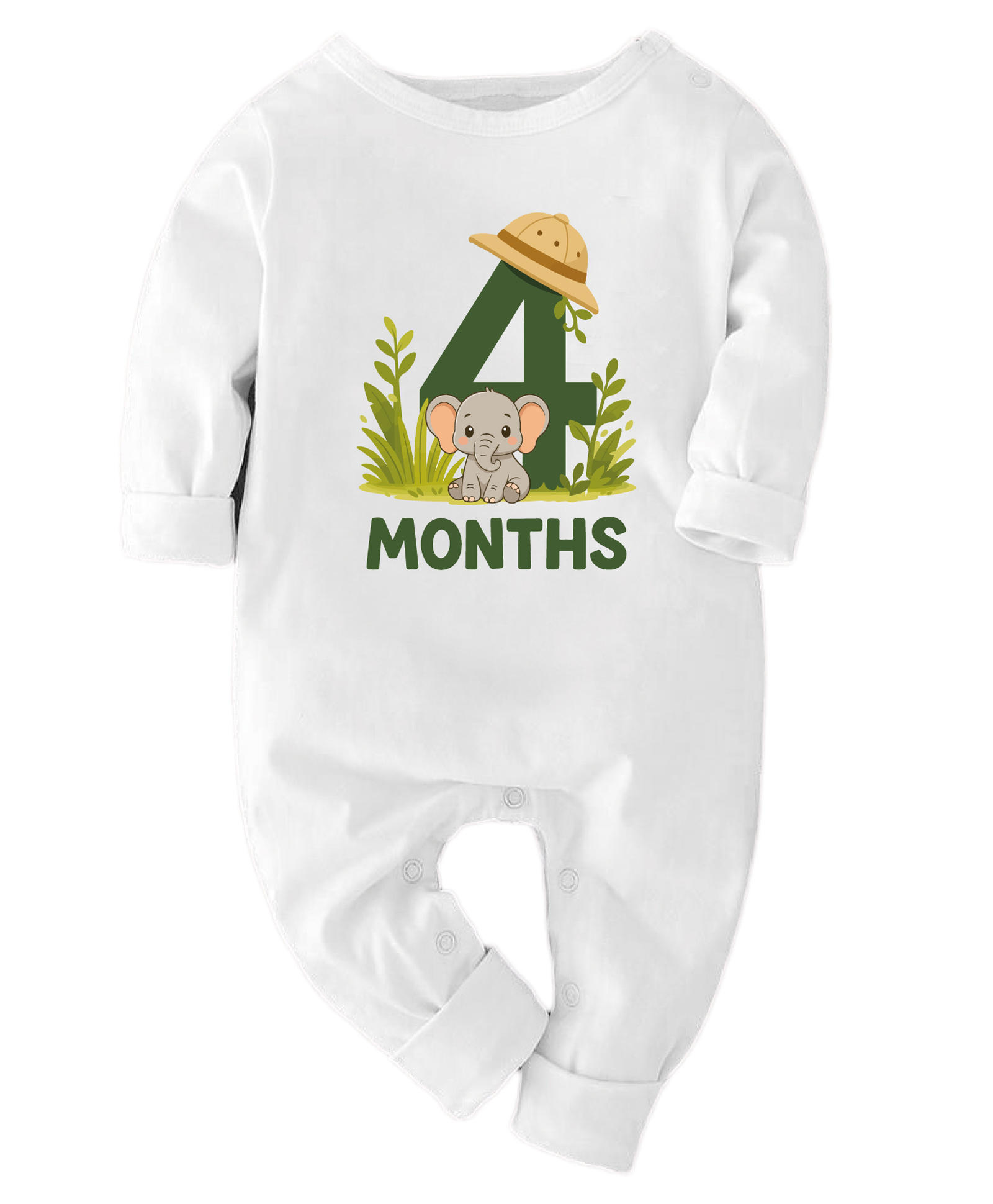 Zeezeezoo 100% Cotton Knit Birthday Theme Full Sleeves 4 Months Text Printed Romper - White-picture-2