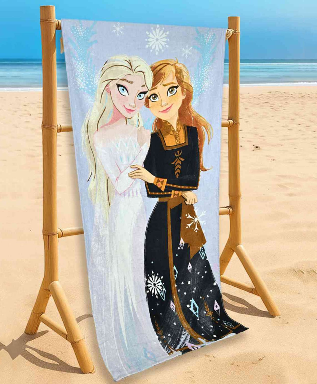 Yellow Bee Cotton Knit Disney Frozen Featuring Elsa & Anna Printed Bath Towel - Multi Colour-picture-38