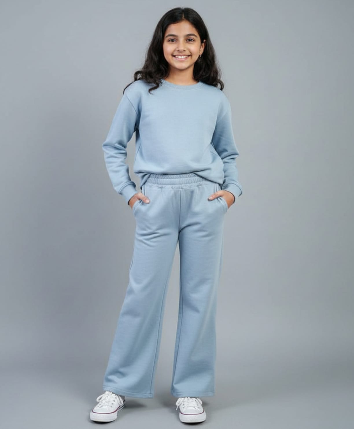 Funkrafts Looper Knit Cotton Full Sleeves Solid Jogger & Pant Set - Sky Blue-image-37