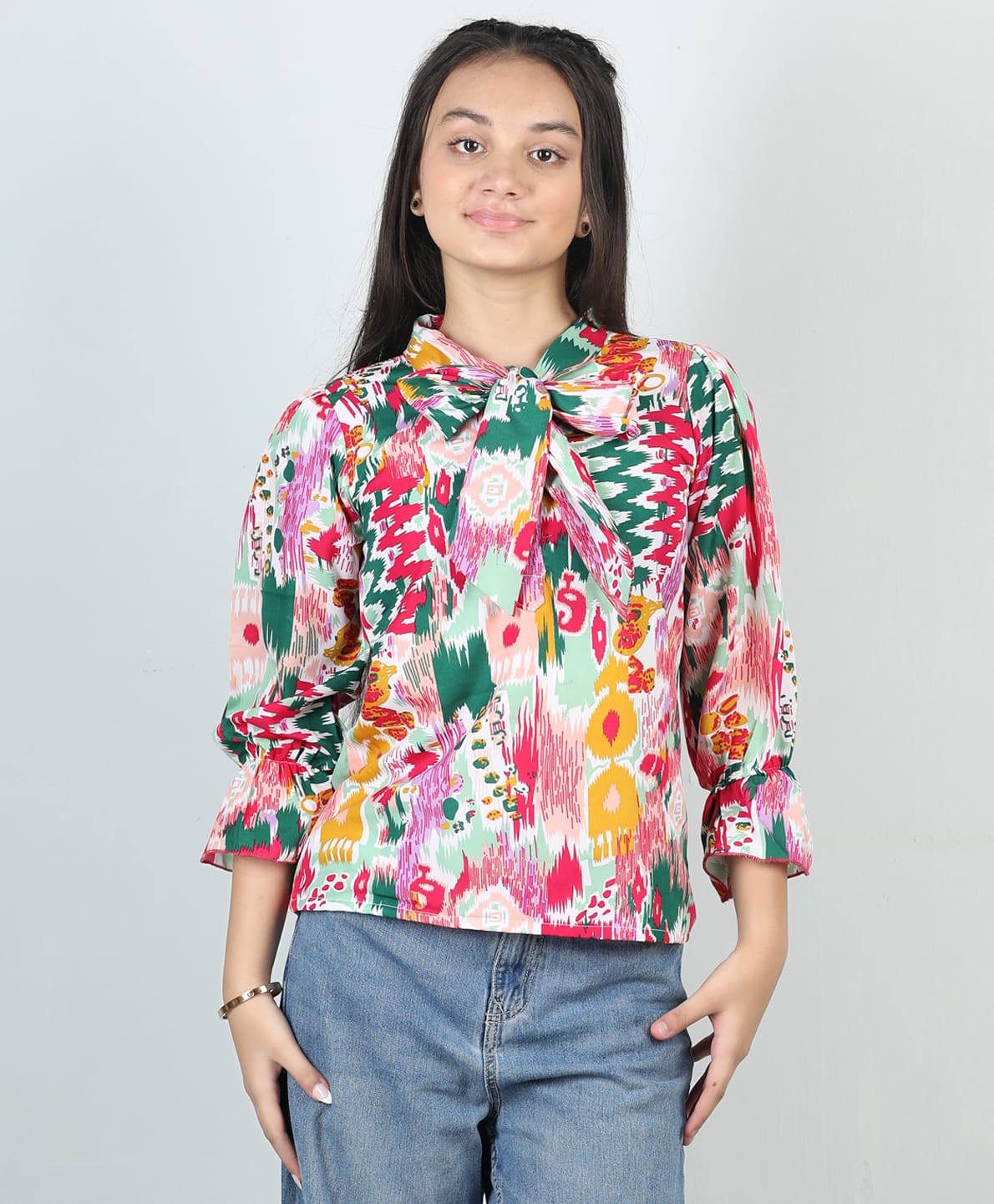 Cutiekins Woven Full Sleeves Floral Printed Top - Multi Colour-image-29