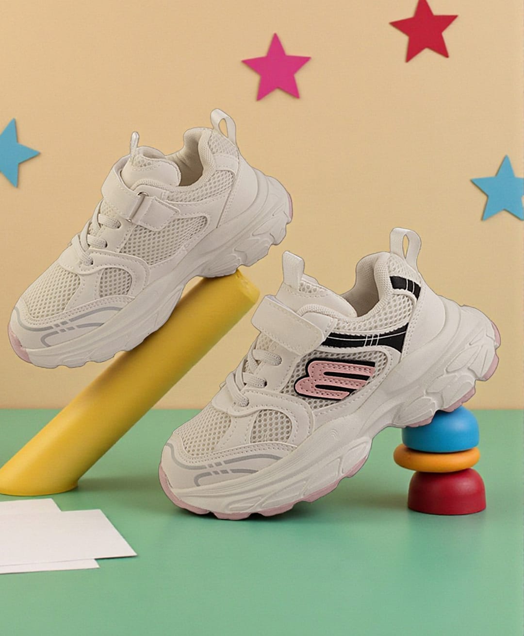 TRUFFLE COLLECTION Mesh Detailed Velcro Closure Shoes - Pink-picture-12