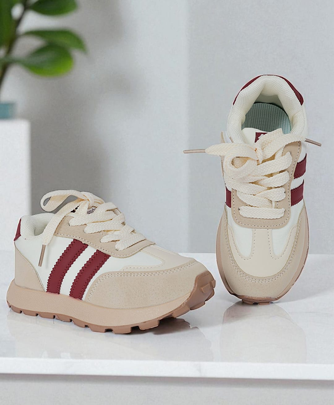 TRUFFLE COLLECTION Colour Blocked & 1987 Numerical Designed Velcro Closure Shoes - Red-image-20