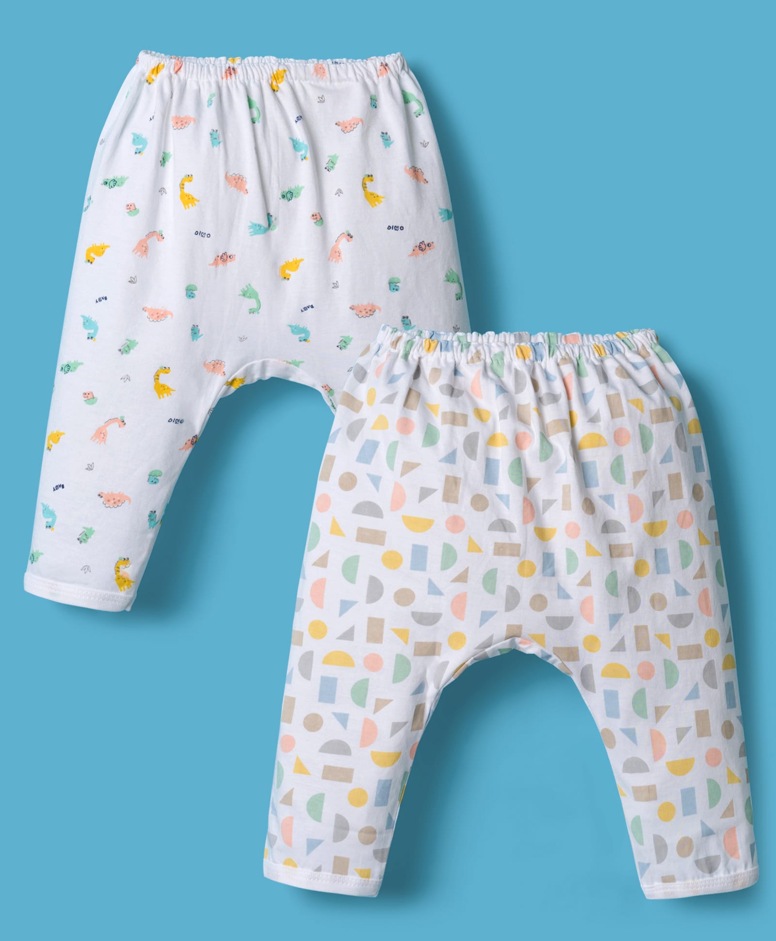 Pink Rabbit Single Jersey Knit Full Length Diaper Leggings with Animal Print Pack of 2 - White