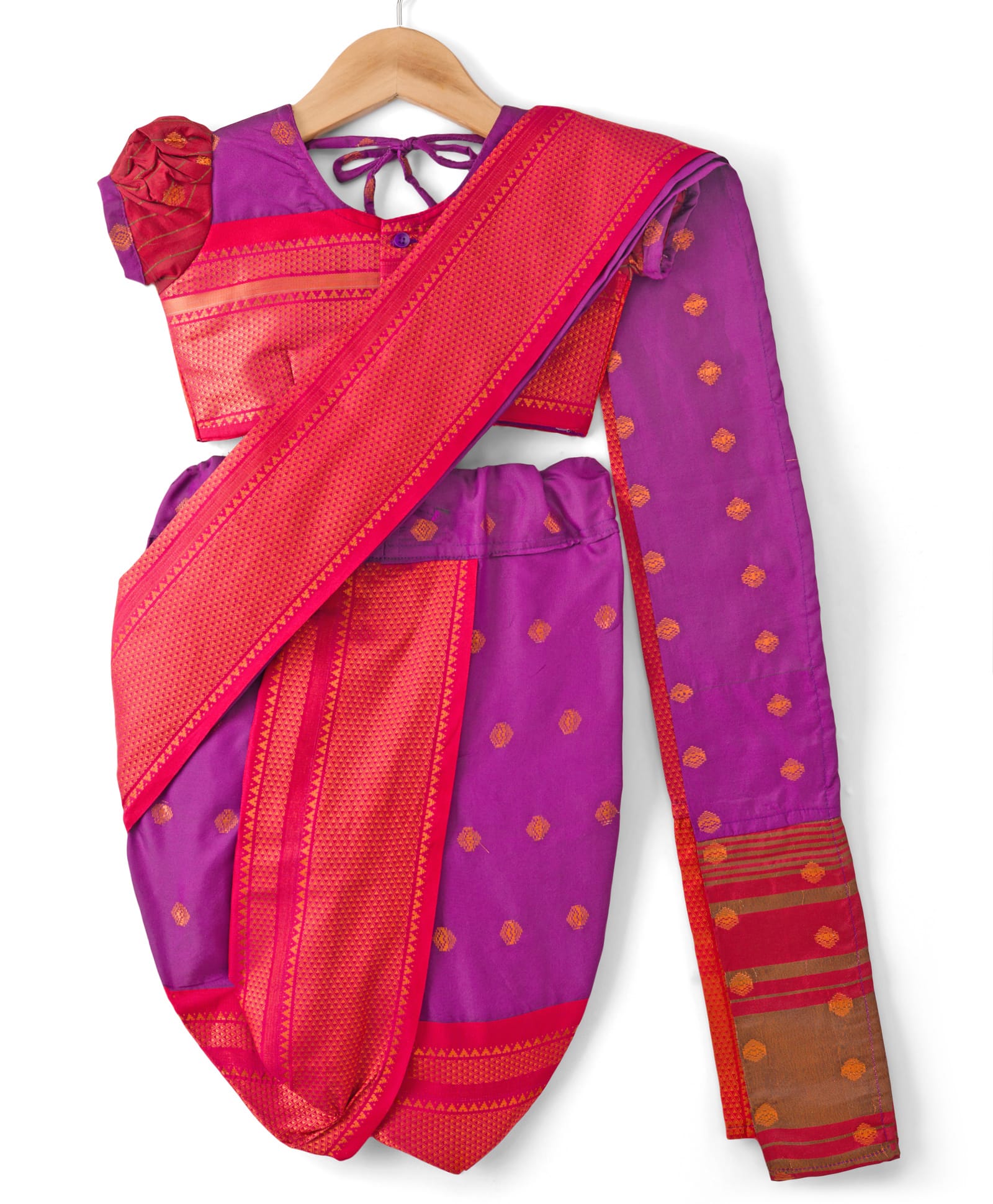 Bhartiya Paridhan Silk Woven Foil Printed Saree with Half Sleeves Blouse -Red-image-36