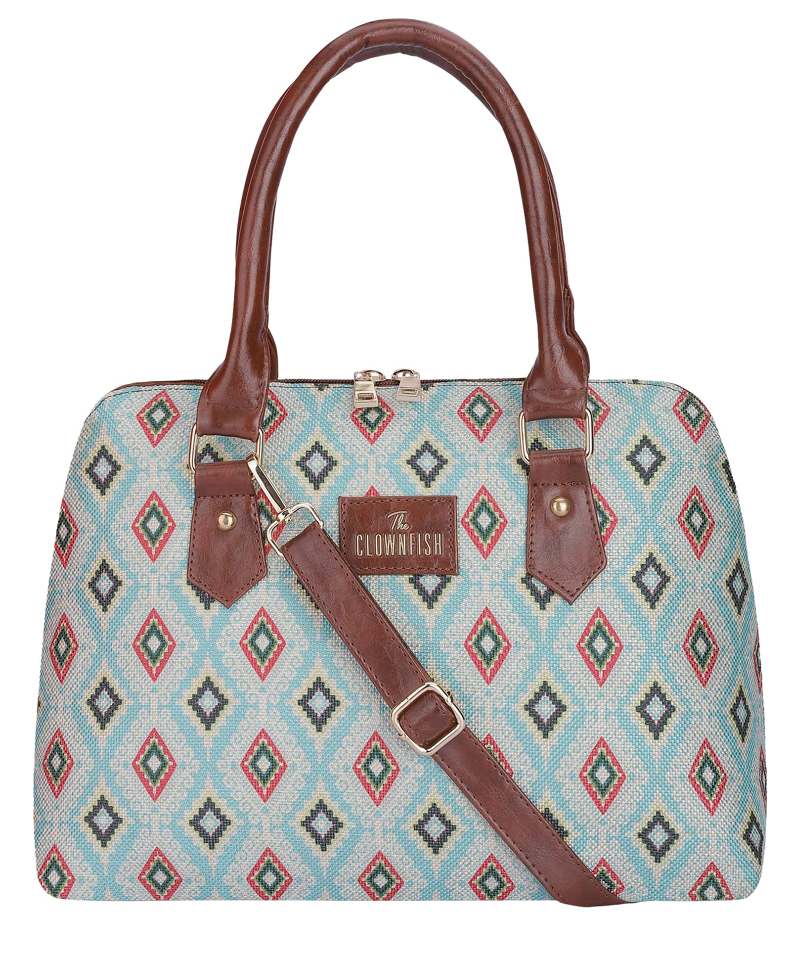 (TCFWHBFL-GA-SKBU-DIA1) The Clownfish Montana Series Handbag for Women Office Bag Ladies Purse Shoulder Bag Tote (Sky Blue- Di..-image-34